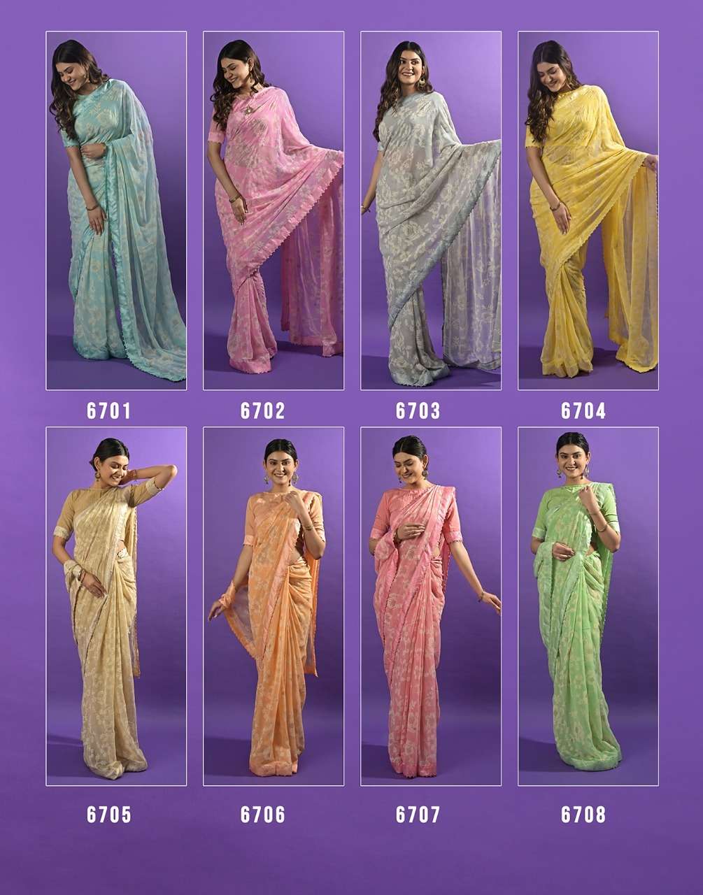 White Ink By Ashima 6801 To 6808 Series Indian Traditional Wear Collection Beautiful Stylish Fancy Colorful Party Wear & Occasional Wear Georgette Print Sarees At Wholesale Price