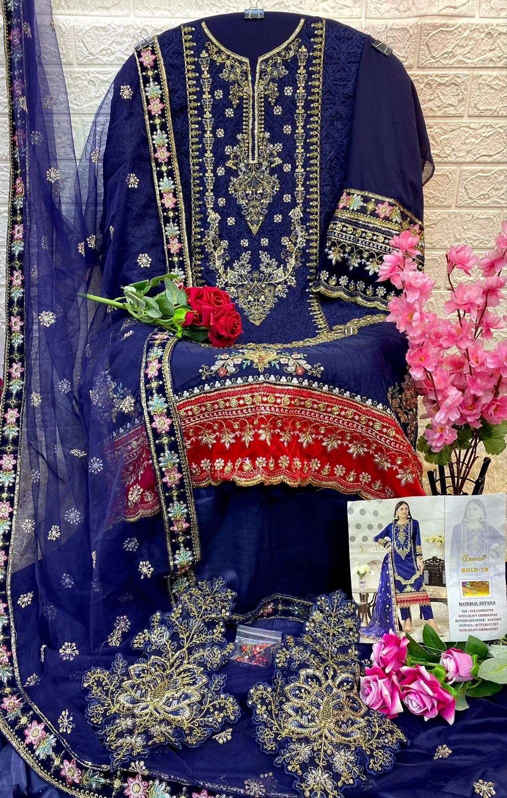 Gold-19 By Cosmos Beautiful Pakistani Suits Stylish Fancy Colorful Party Wear & Occasional Wear Faux Georgette Embroidered Dresses At Wholesale Price