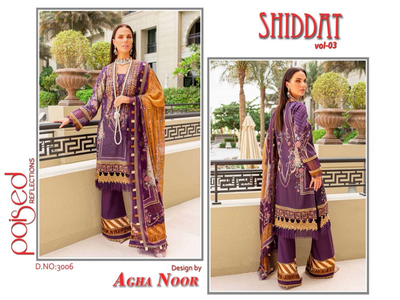 Shiddat Vol-3 By Agha Noor 3001 To 3010 Series Beautiful Stylish Pakistani Suits Fancy Colorful Casual Wear & Ethnic Wear & Ready To Wear Jam Satin Cotton Embroidered Dresses At Wholesale Price