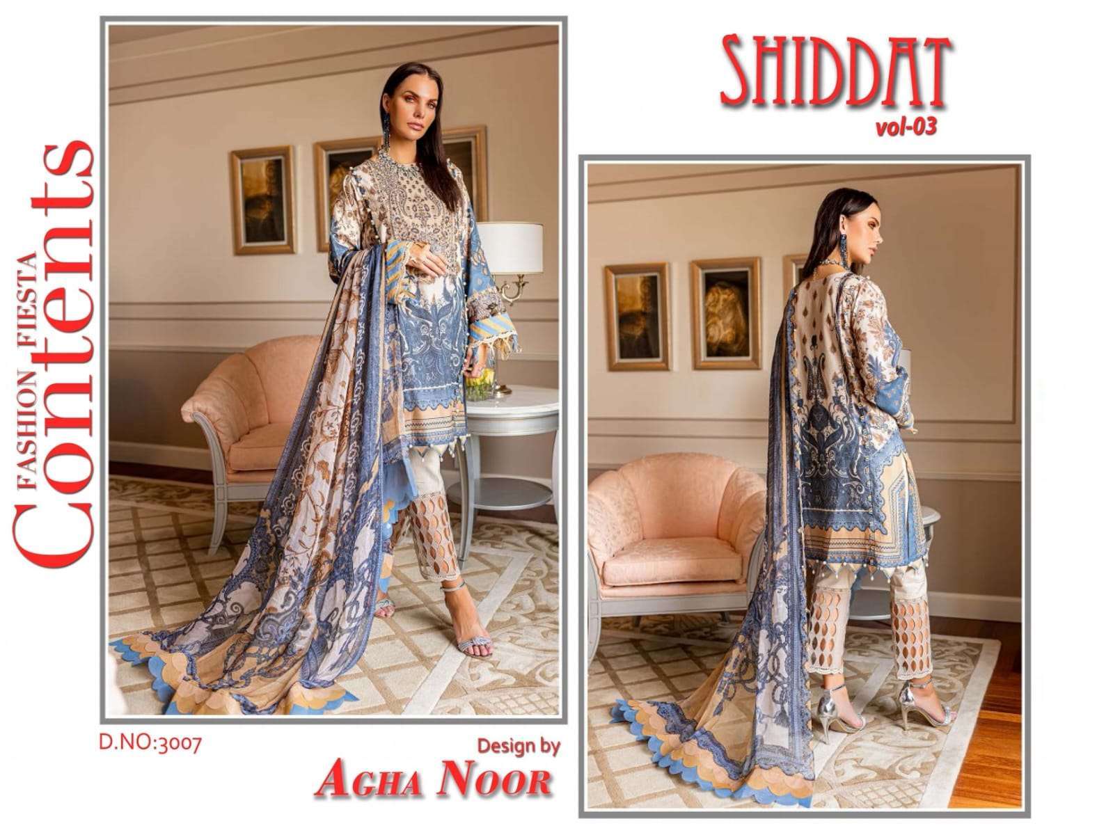 Shiddat Vol-3 By Agha Noor 3001 To 3010 Series Beautiful Stylish Pakistani Suits Fancy Colorful Casual Wear & Ethnic Wear & Ready To Wear Jam Satin Cotton Embroidered Dresses At Wholesale Price
