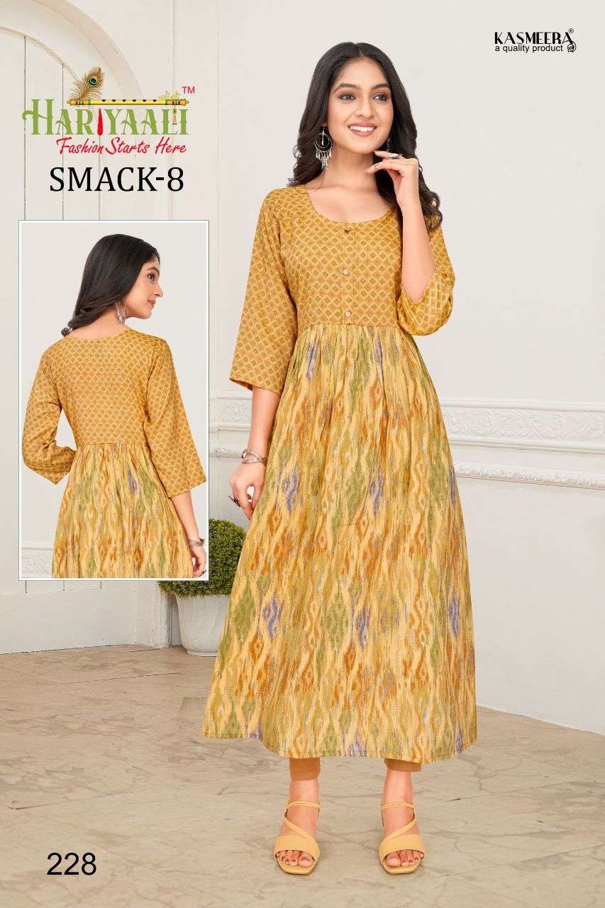 SMACK VOL-8 BY HARIYAALI 222 TO 251 SERIES DESIGNER STYLISH FANCY COLORFUL BEAUTIFUL PARTY WEAR & ETHNIC WEAR COLLECTION CAPSULE KURTIS AT WHOLESALE PRICE