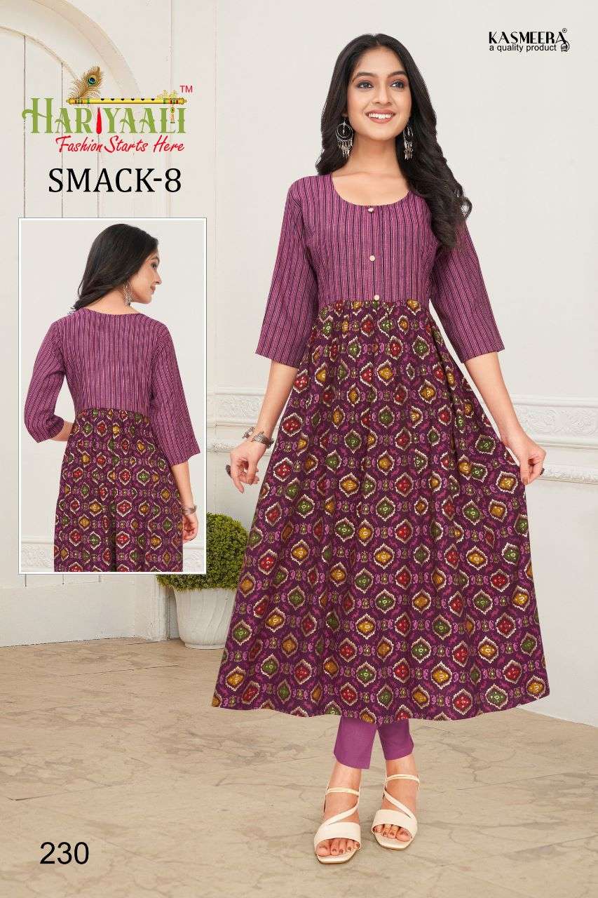 SMACK VOL-8 BY HARIYAALI 222 TO 251 SERIES DESIGNER STYLISH FANCY COLORFUL BEAUTIFUL PARTY WEAR & ETHNIC WEAR COLLECTION CAPSULE KURTIS AT WHOLESALE PRICE