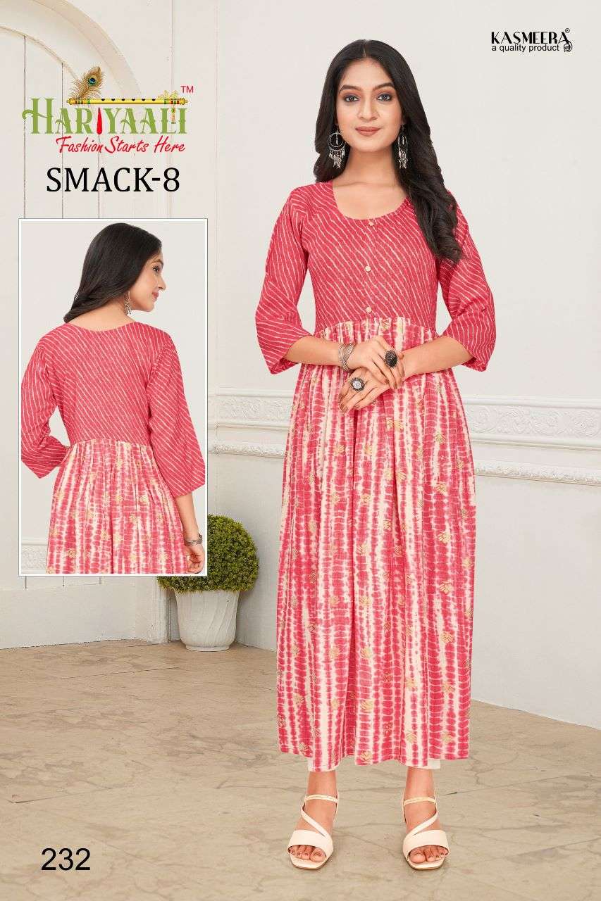 SMACK VOL-8 BY HARIYAALI 222 TO 251 SERIES DESIGNER STYLISH FANCY COLORFUL BEAUTIFUL PARTY WEAR & ETHNIC WEAR COLLECTION CAPSULE KURTIS AT WHOLESALE PRICE