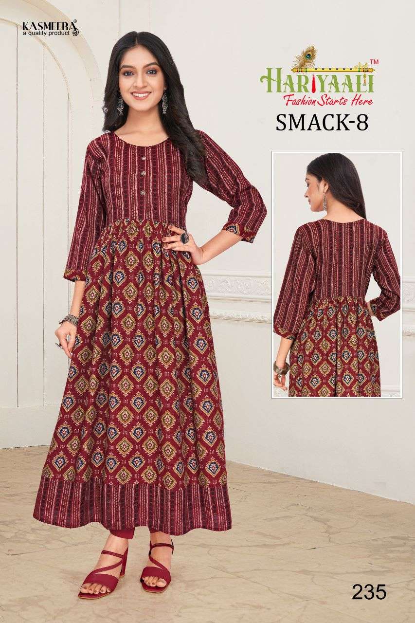 SMACK VOL-8 BY HARIYAALI 222 TO 251 SERIES DESIGNER STYLISH FANCY COLORFUL BEAUTIFUL PARTY WEAR & ETHNIC WEAR COLLECTION CAPSULE KURTIS AT WHOLESALE PRICE