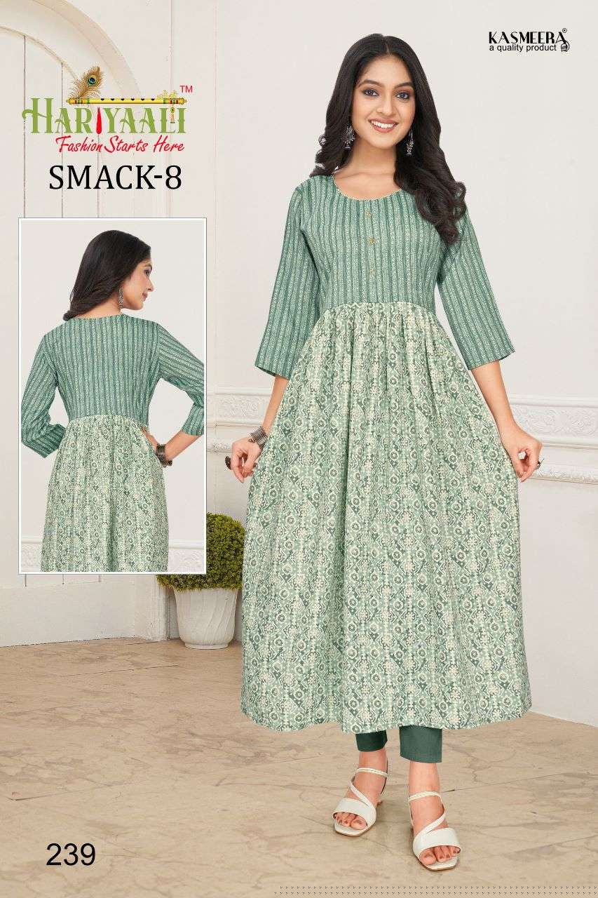 SMACK VOL-8 BY HARIYAALI 222 TO 251 SERIES DESIGNER STYLISH FANCY COLORFUL BEAUTIFUL PARTY WEAR & ETHNIC WEAR COLLECTION CAPSULE KURTIS AT WHOLESALE PRICE