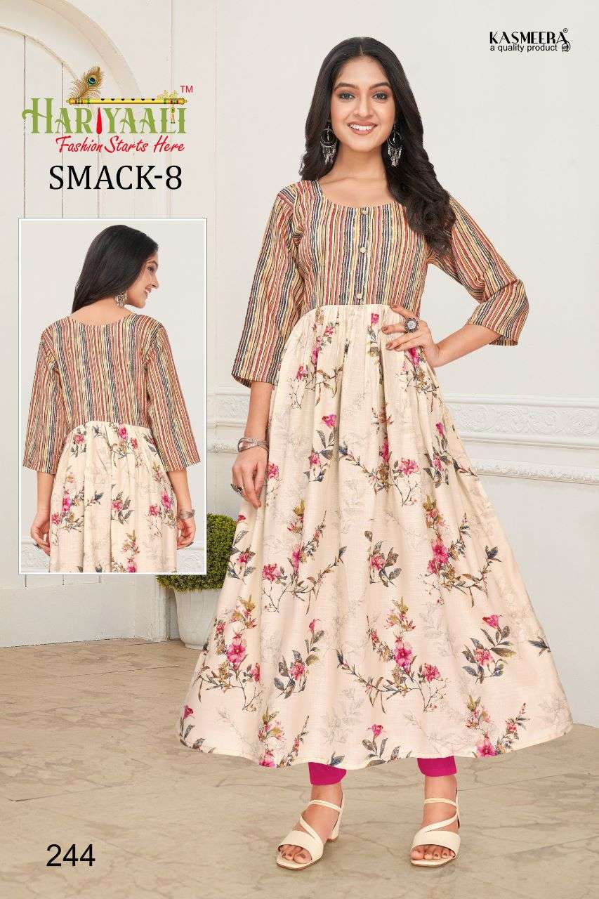 SMACK VOL-8 BY HARIYAALI 222 TO 251 SERIES DESIGNER STYLISH FANCY COLORFUL BEAUTIFUL PARTY WEAR & ETHNIC WEAR COLLECTION CAPSULE KURTIS AT WHOLESALE PRICE
