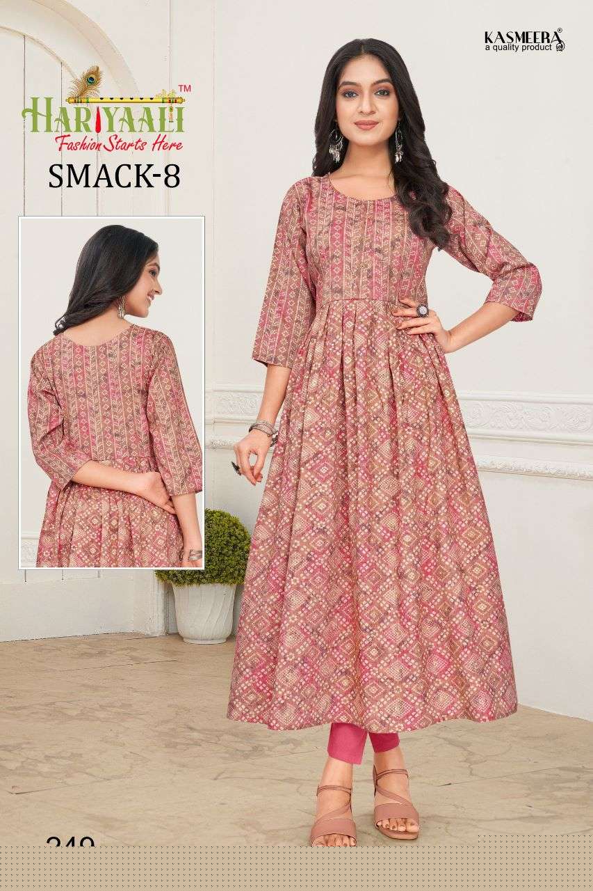 SMACK VOL-8 BY HARIYAALI 222 TO 251 SERIES DESIGNER STYLISH FANCY COLORFUL BEAUTIFUL PARTY WEAR & ETHNIC WEAR COLLECTION CAPSULE KURTIS AT WHOLESALE PRICE