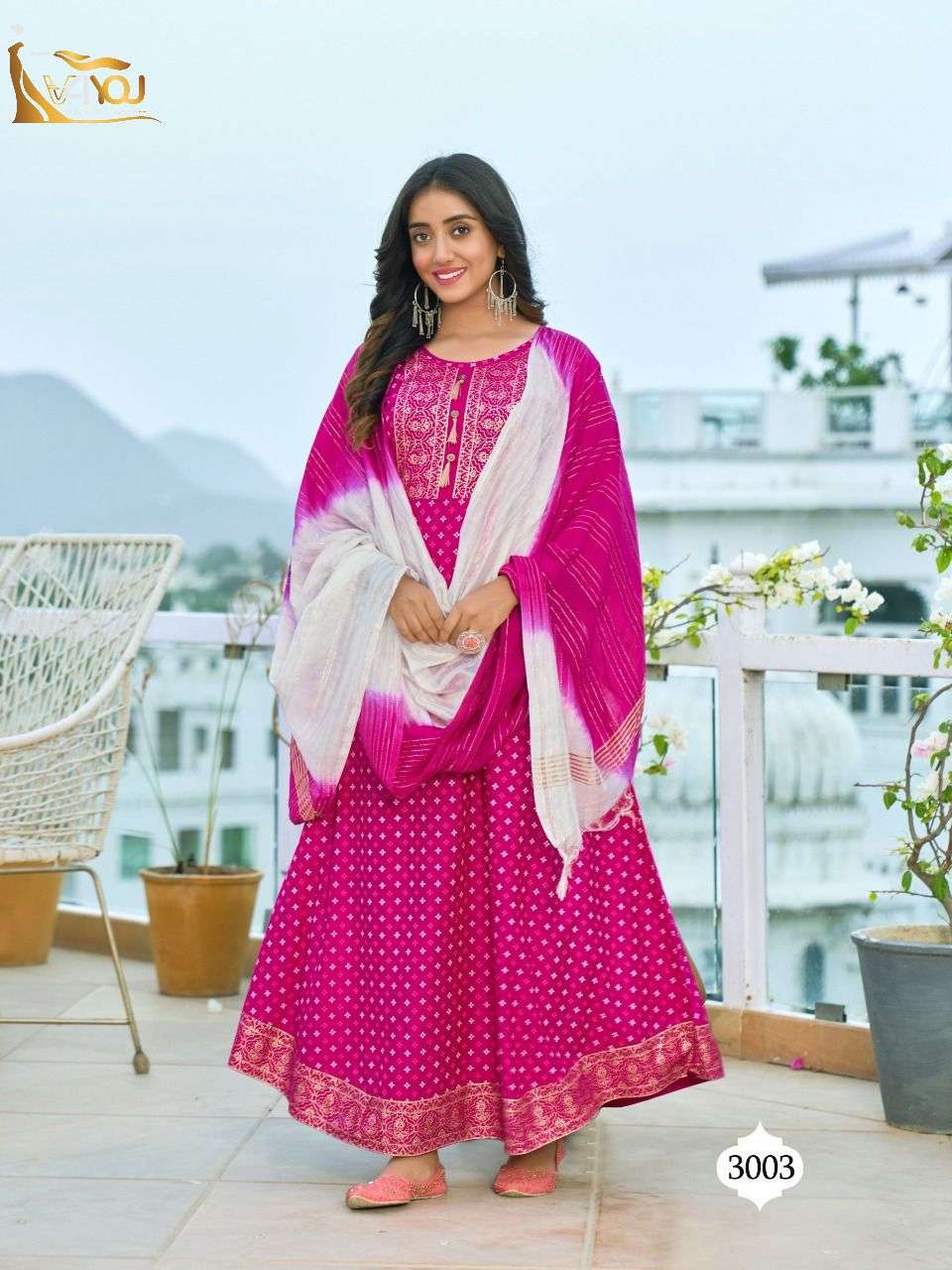 ANUPAMA BY V4YOU 3001 TO 3008 SERIES BEAUTIFUL STYLISH FANCY COLORFUL CASUAL WEAR & ETHNIC WEAR DOLA SILK GOWNS WITH DUPATTA AT WHOLESALE PRICE