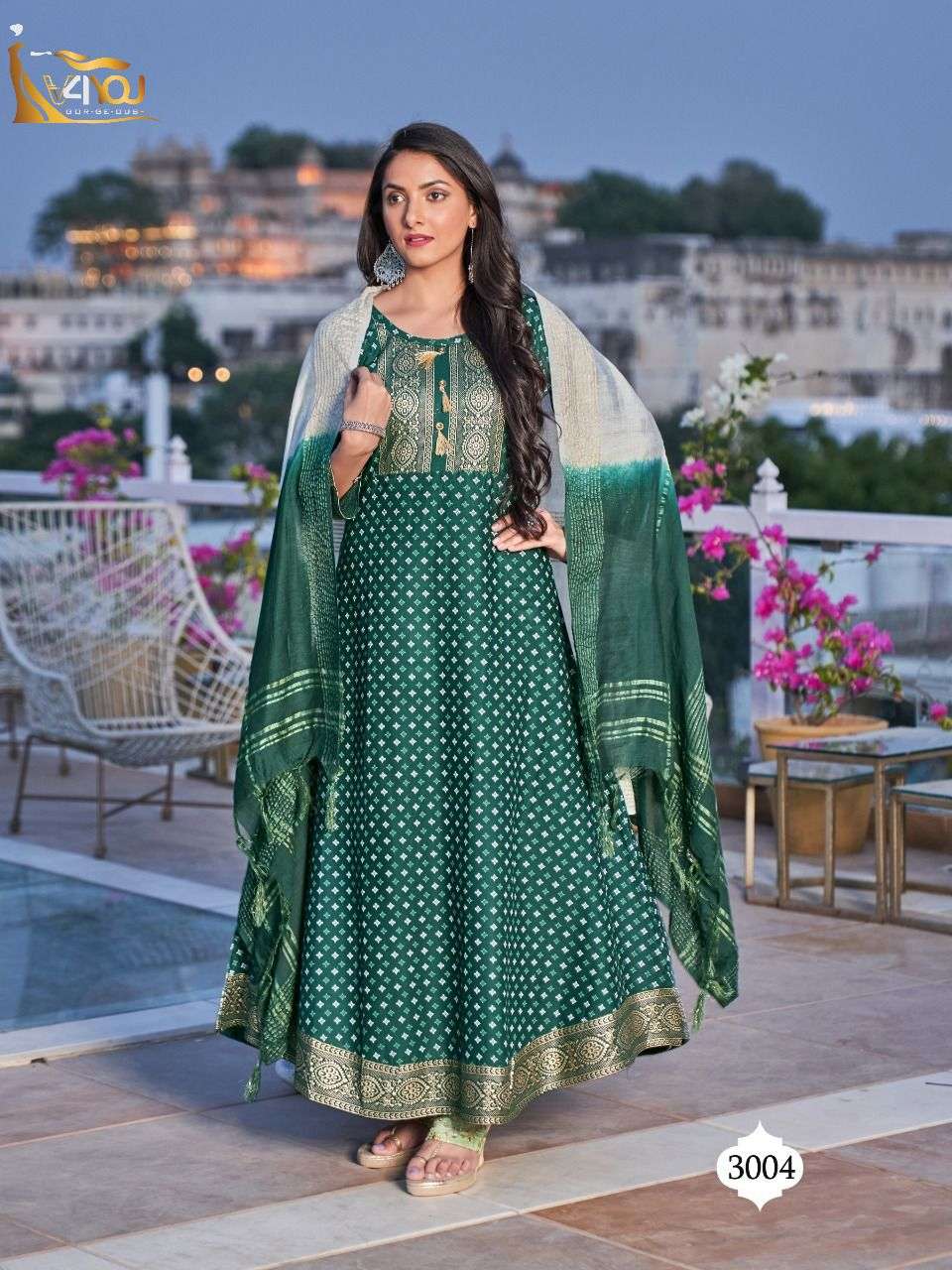 ANUPAMA BY V4YOU 3001 TO 3008 SERIES BEAUTIFUL STYLISH FANCY COLORFUL CASUAL WEAR & ETHNIC WEAR DOLA SILK GOWNS WITH DUPATTA AT WHOLESALE PRICE