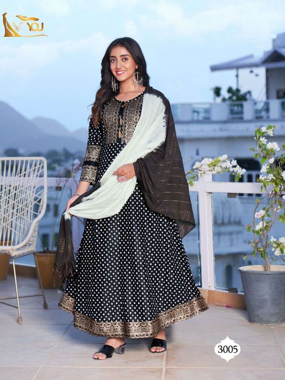 ANUPAMA BY V4YOU 3001 TO 3008 SERIES BEAUTIFUL STYLISH FANCY COLORFUL CASUAL WEAR & ETHNIC WEAR DOLA SILK GOWNS WITH DUPATTA AT WHOLESALE PRICE