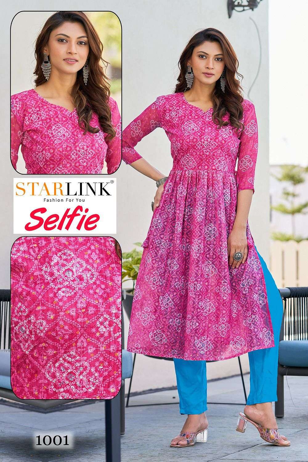 SELFIE BY STARLINK 1001 TO 1008 SERIES DESIGNER STYLISH FANCY COLORFUL BEAUTIFUL PARTY WEAR & ETHNIC WEAR COLLECTION GEORGETTE PRINT KURTIS AT WHOLESALE PRICE