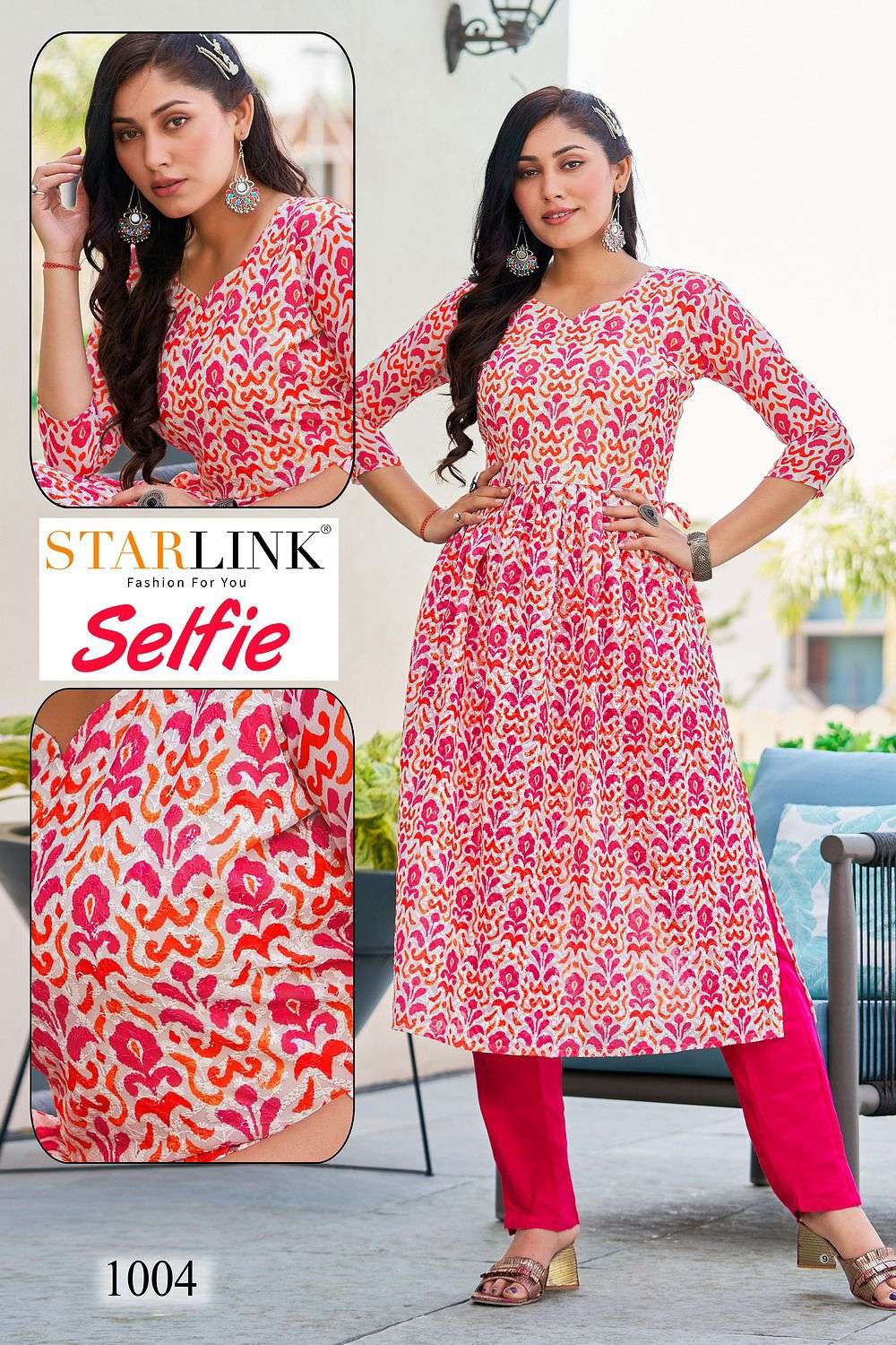 SELFIE BY STARLINK 1001 TO 1008 SERIES DESIGNER STYLISH FANCY COLORFUL BEAUTIFUL PARTY WEAR & ETHNIC WEAR COLLECTION GEORGETTE PRINT KURTIS AT WHOLESALE PRICE