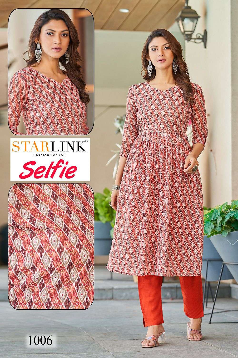 SELFIE BY STARLINK 1001 TO 1008 SERIES DESIGNER STYLISH FANCY COLORFUL BEAUTIFUL PARTY WEAR & ETHNIC WEAR COLLECTION GEORGETTE PRINT KURTIS AT WHOLESALE PRICE