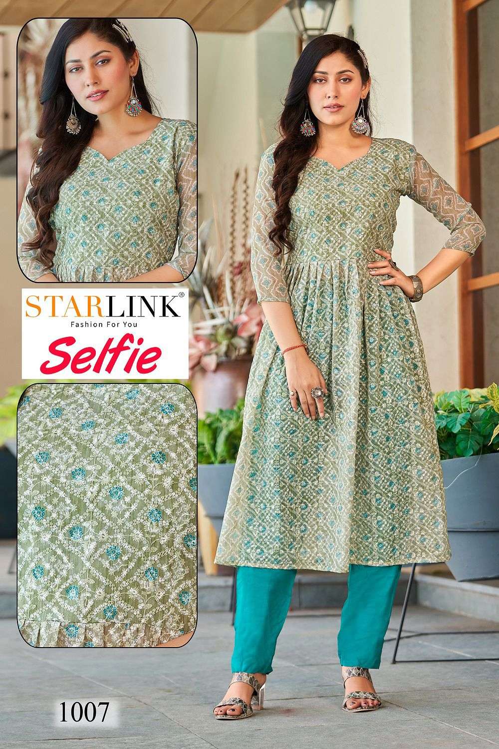 SELFIE BY STARLINK 1001 TO 1008 SERIES DESIGNER STYLISH FANCY COLORFUL BEAUTIFUL PARTY WEAR & ETHNIC WEAR COLLECTION GEORGETTE PRINT KURTIS AT WHOLESALE PRICE