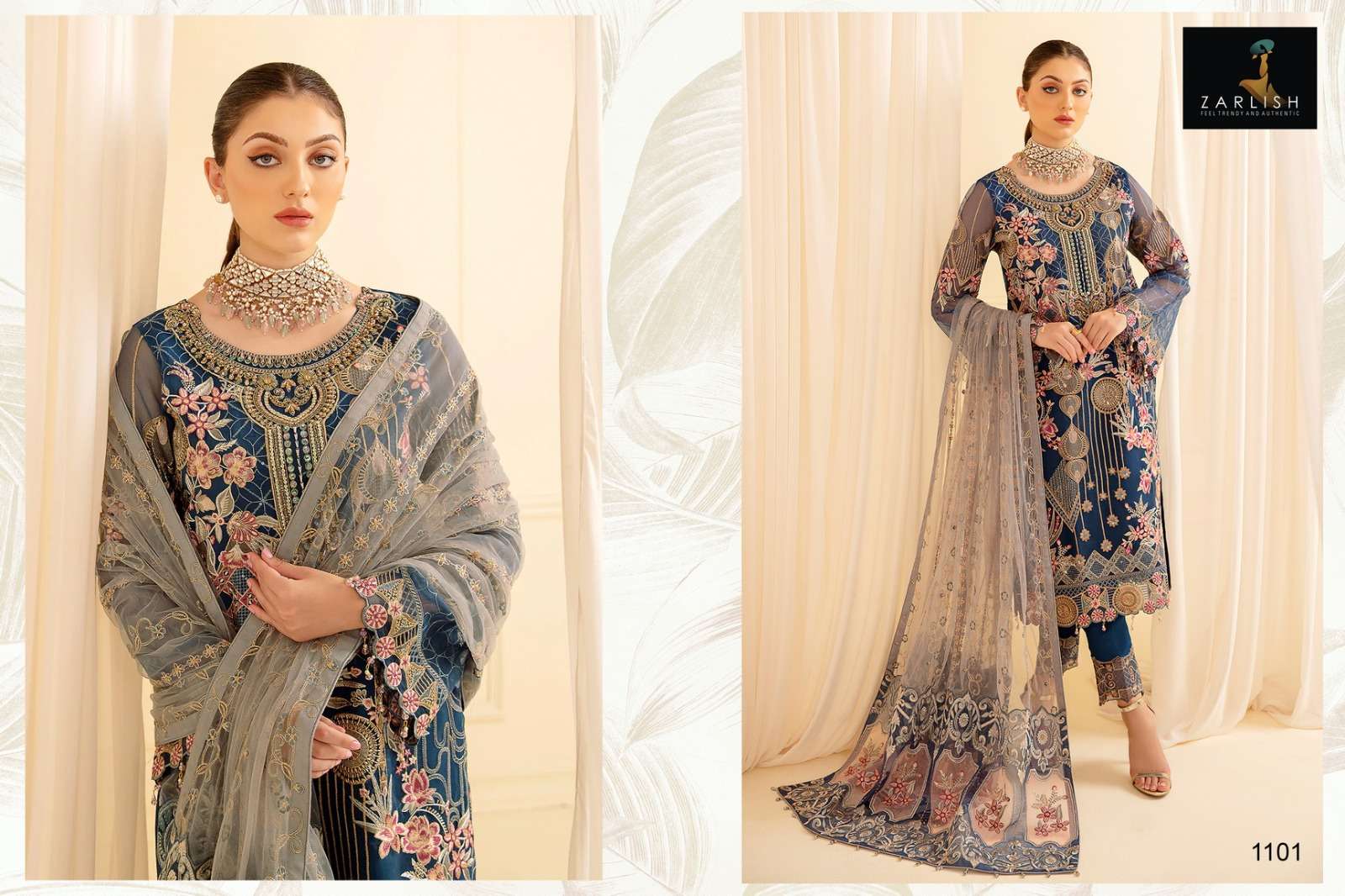 RANGOON VOL-1 BY ZARLISH 1101 TO 1103 SERIES BEAUTIFUL PAKISTANI SUITS COLORFUL STYLISH FANCY CASUAL WEAR & ETHNIC WEAR GEORGETTE EMBROIDERED DRESSES AT WHOLESALE PRICE