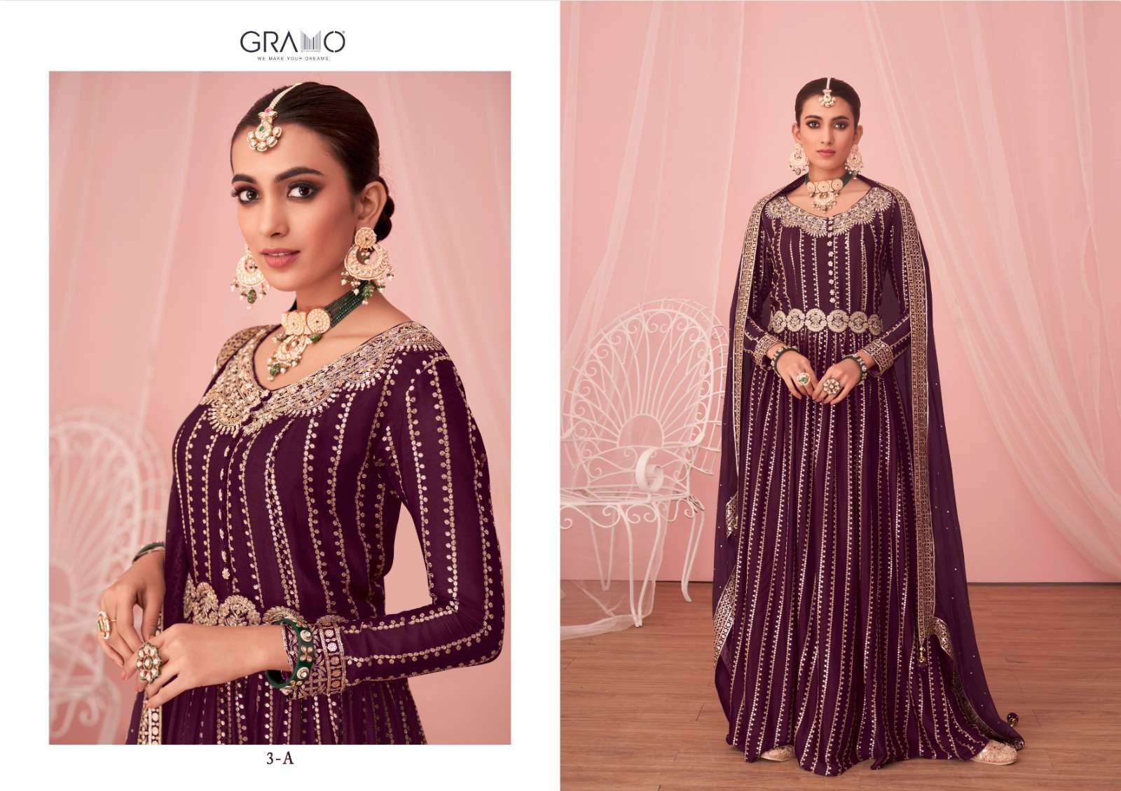 COLOURS SPECIAL VOL-3 BY GRAMO 3-A TO 3-D SERIES BEAUTIFUL ANARKALI SUITS STYLISH COLORFUL FANCY CASUAL WEAR & ETHNIC WEAR GEORGETTE DRESSES AT WHOLESALE PRICE