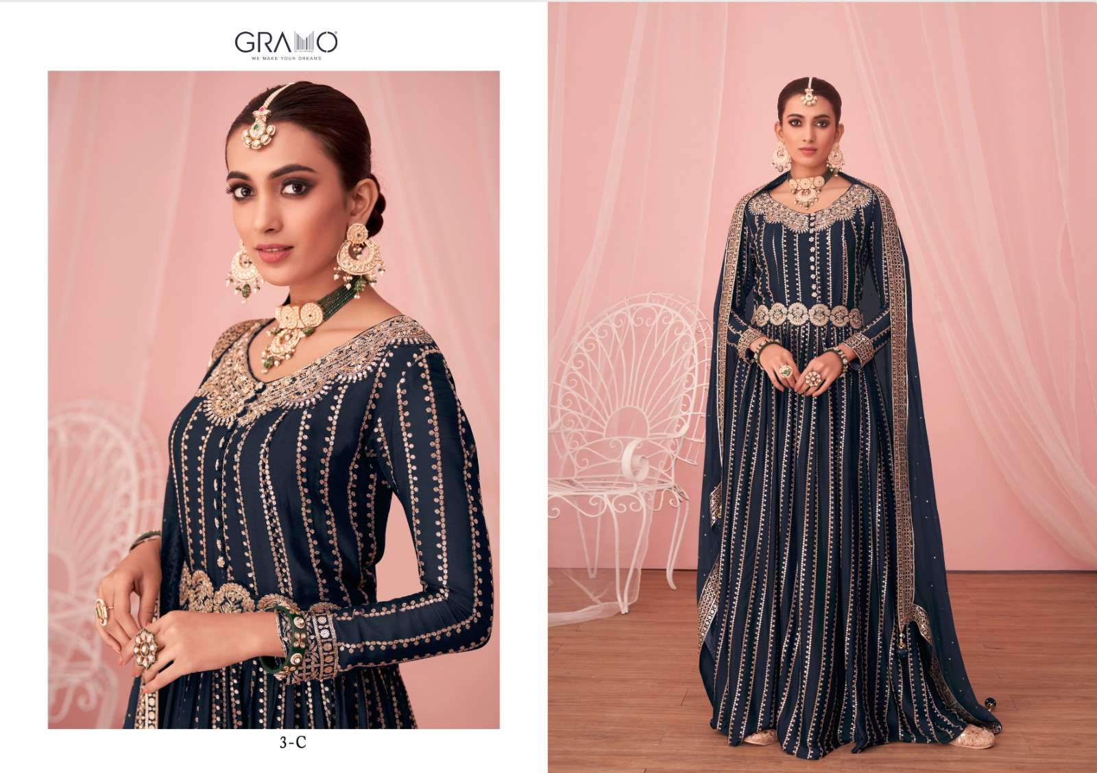 COLOURS SPECIAL VOL-3 BY GRAMO 3-A TO 3-D SERIES BEAUTIFUL ANARKALI SUITS STYLISH COLORFUL FANCY CASUAL WEAR & ETHNIC WEAR GEORGETTE DRESSES AT WHOLESALE PRICE