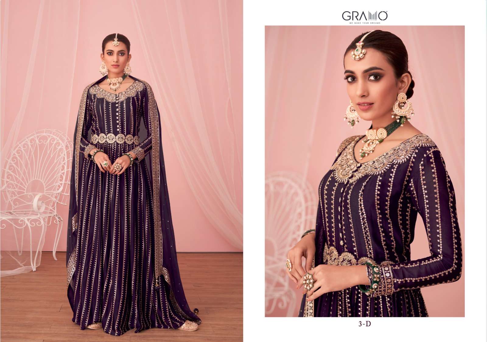 COLOURS SPECIAL VOL-3 BY GRAMO 3-A TO 3-D SERIES BEAUTIFUL ANARKALI SUITS STYLISH COLORFUL FANCY CASUAL WEAR & ETHNIC WEAR GEORGETTE DRESSES AT WHOLESALE PRICE