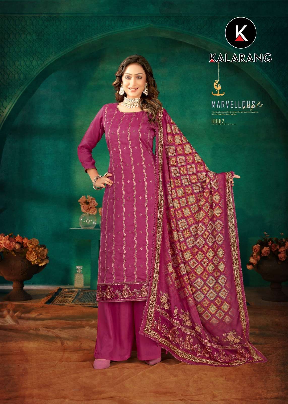 Nirali By Kalarang 10081 To 10084 Series Beautiful Indian Suits Colorful Stylish Fancy Casual Wear & Ethnic Wear Pure Dola Jacquard Embroidered Dresses At Wholesale Price