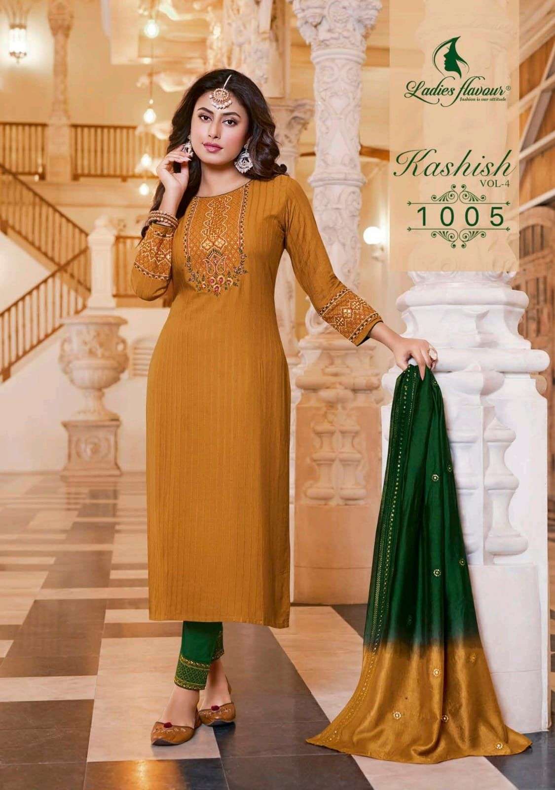 KASHISH VOL-4 BY LADIES FLAVOUR 1001 TO 1006 SERIES BEAUTIFUL INDIAN SUITS COLORFUL STYLISH FANCY CASUAL WEAR & ETHNIC WEAR PURE RAYON EMBROIDERED DRESSES AT WHOLESALE PRICE
