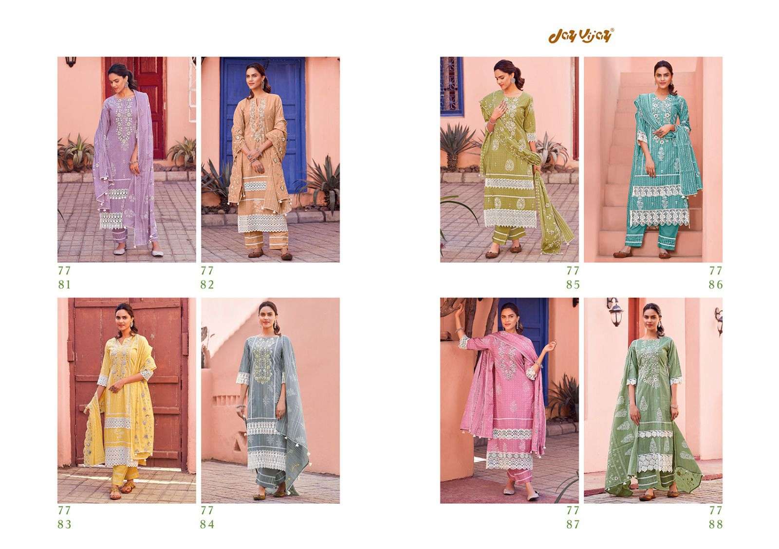 AMORENA BY JAY VIJAY PRINTS 7781 TO 7788 SERIES BEAUTIFUL SUITS COLORFUL STYLISH FANCY CASUAL WEAR & ETHNIC WEAR PURE COTTON DIGITAL PRINT DRESSES AT WHOLESALE PRICE