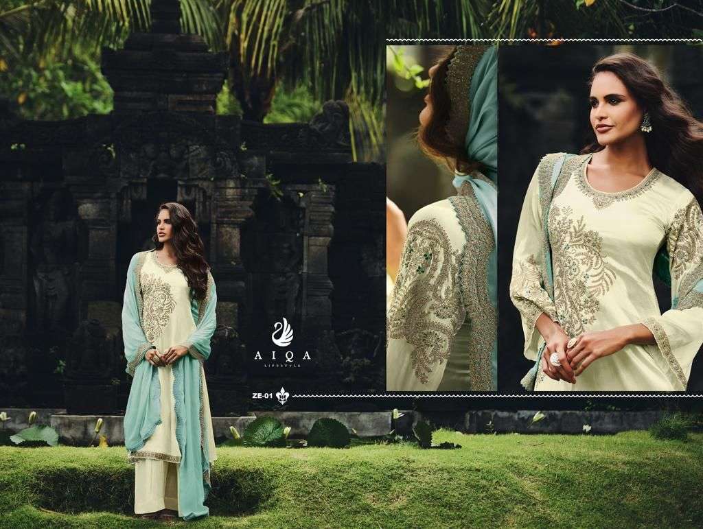 Zeenat By Aiqa 01 To 06 Series Beautiful Festive Suits Colorful Stylish Fancy Casual Wear & Ethnic Wear Prue Silk Satin Dresses At Wholesale Price
