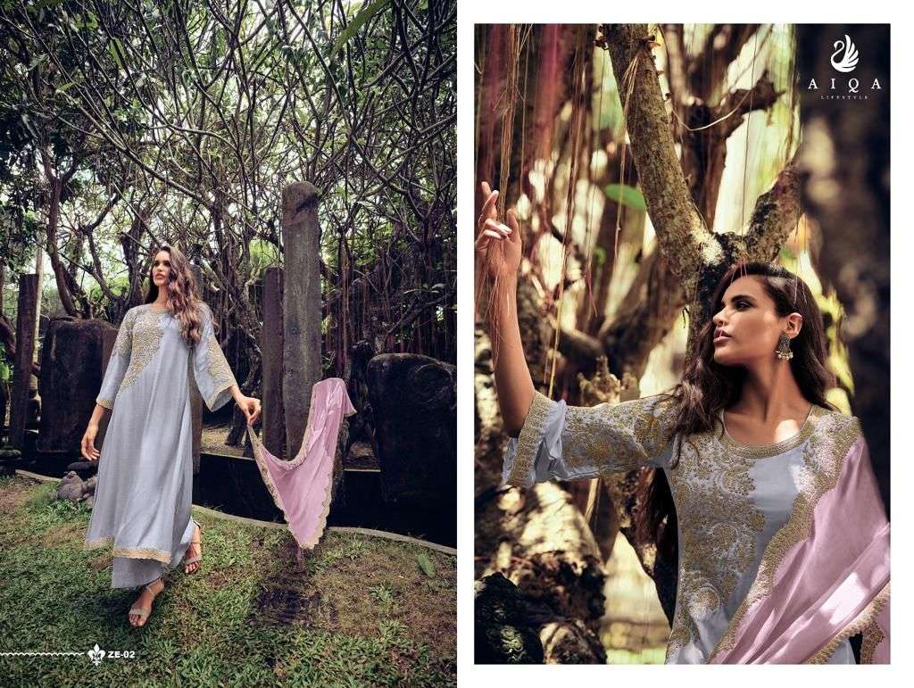 Zeenat By Aiqa 01 To 06 Series Beautiful Festive Suits Colorful Stylish Fancy Casual Wear & Ethnic Wear Prue Silk Satin Dresses At Wholesale Price