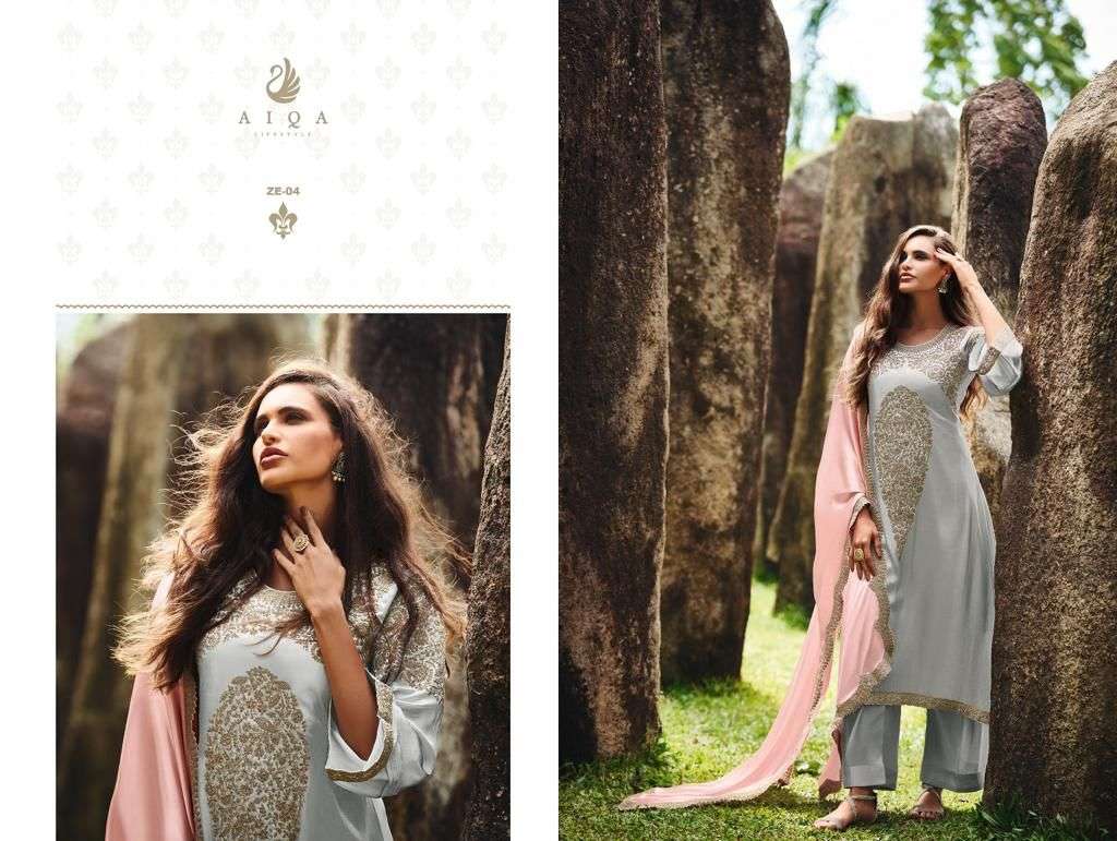 Zeenat By Aiqa 01 To 06 Series Beautiful Festive Suits Colorful Stylish Fancy Casual Wear & Ethnic Wear Prue Silk Satin Dresses At Wholesale Price