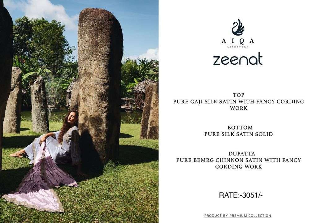 Zeenat By Aiqa 01 To 06 Series Beautiful Festive Suits Colorful Stylish Fancy Casual Wear & Ethnic Wear Prue Silk Satin Dresses At Wholesale Price