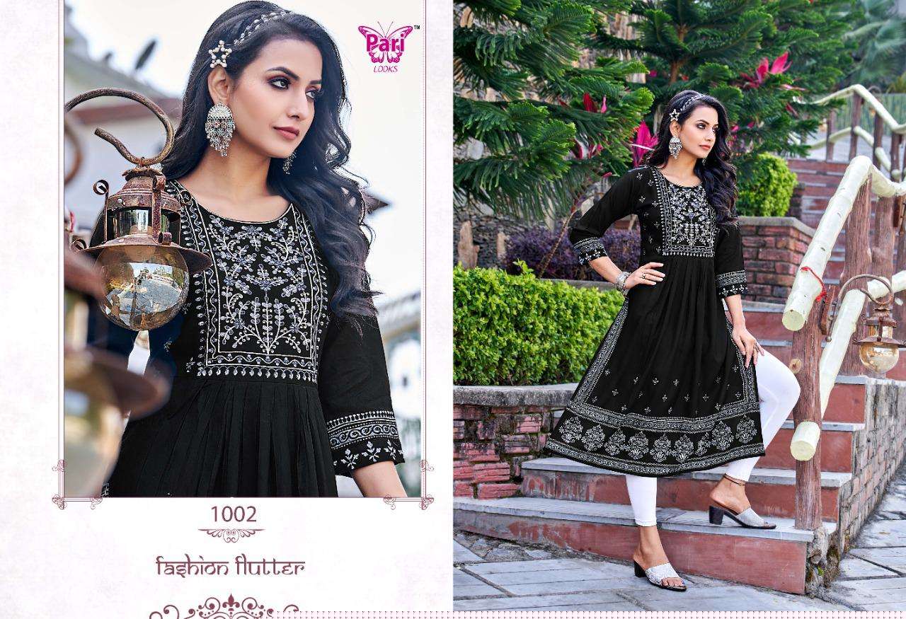 NAVYA VOL-2 BY PARI 1001 TO 1006 SERIES DESIGNER STYLISH FANCY COLORFUL BEAUTIFUL PARTY WEAR & ETHNIC WEAR COLLECTION RAYON PRINT KURTIS AT WHOLESALE PRICE