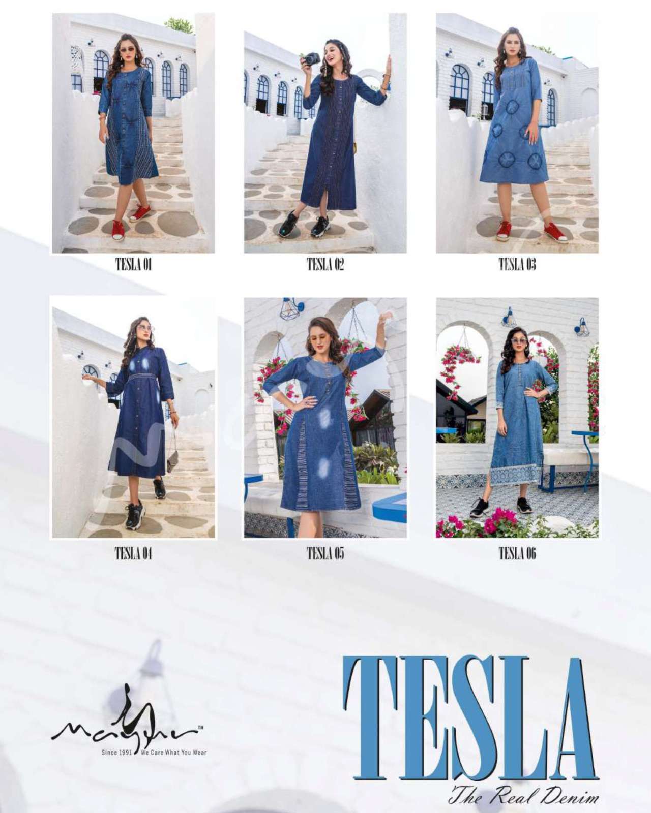 Tesla By Mayur 101 To 106 Series Designer Stylish Fancy Colorful Beautiful Party Wear & Ethnic Wear Collection Heavy Denim Kurtis At Wholesale Price