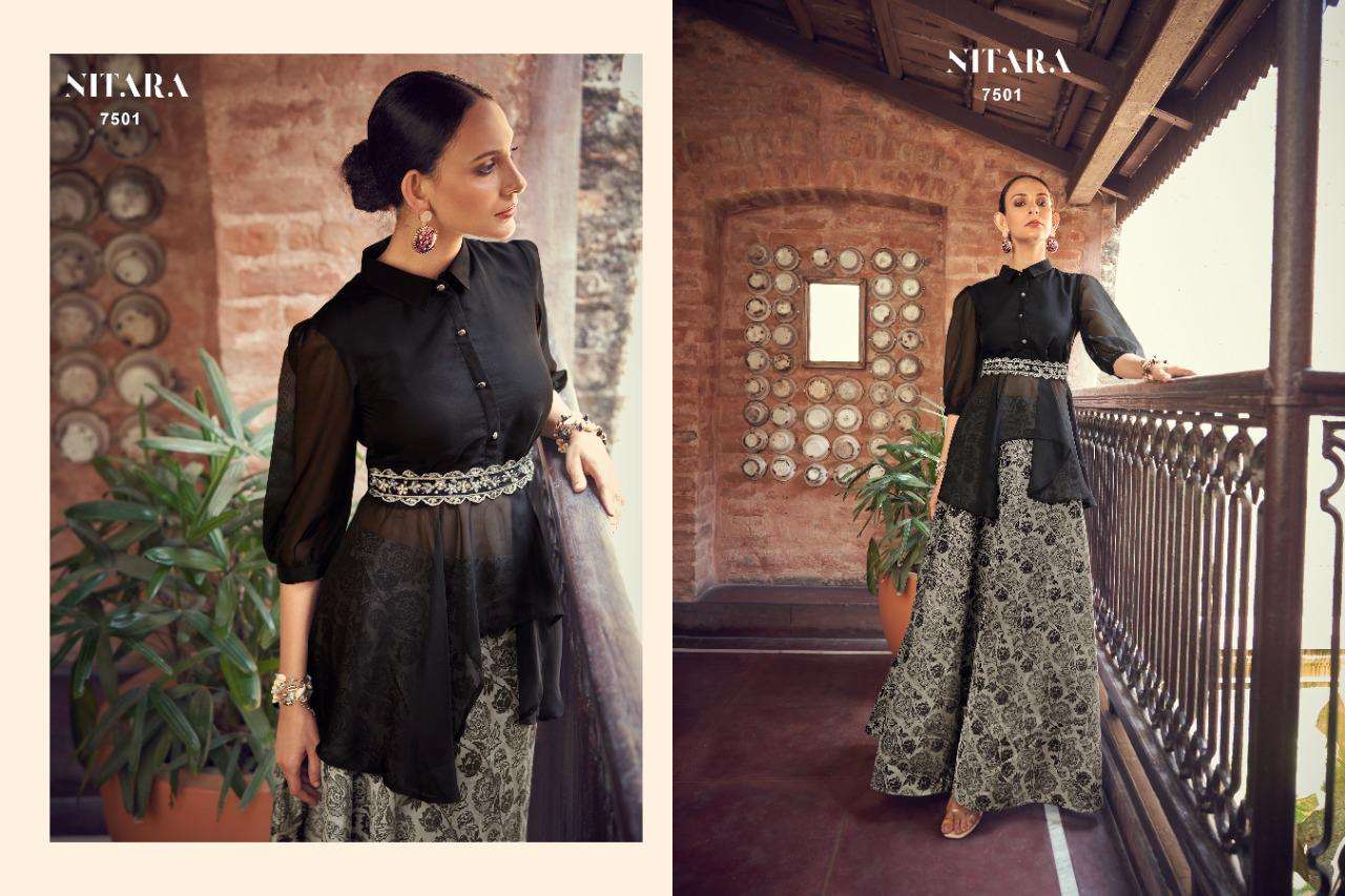 SPARKLES VOL-11 BY NITARA 7501 TO 7506 SERIES DESIGNER STYLISH FANCY COLORFUL BEAUTIFUL PARTY WEAR & ETHNIC WEAR COLLECTION ORGANZA TOPS WITH BOTTOM AT WHOLESALE PRICE