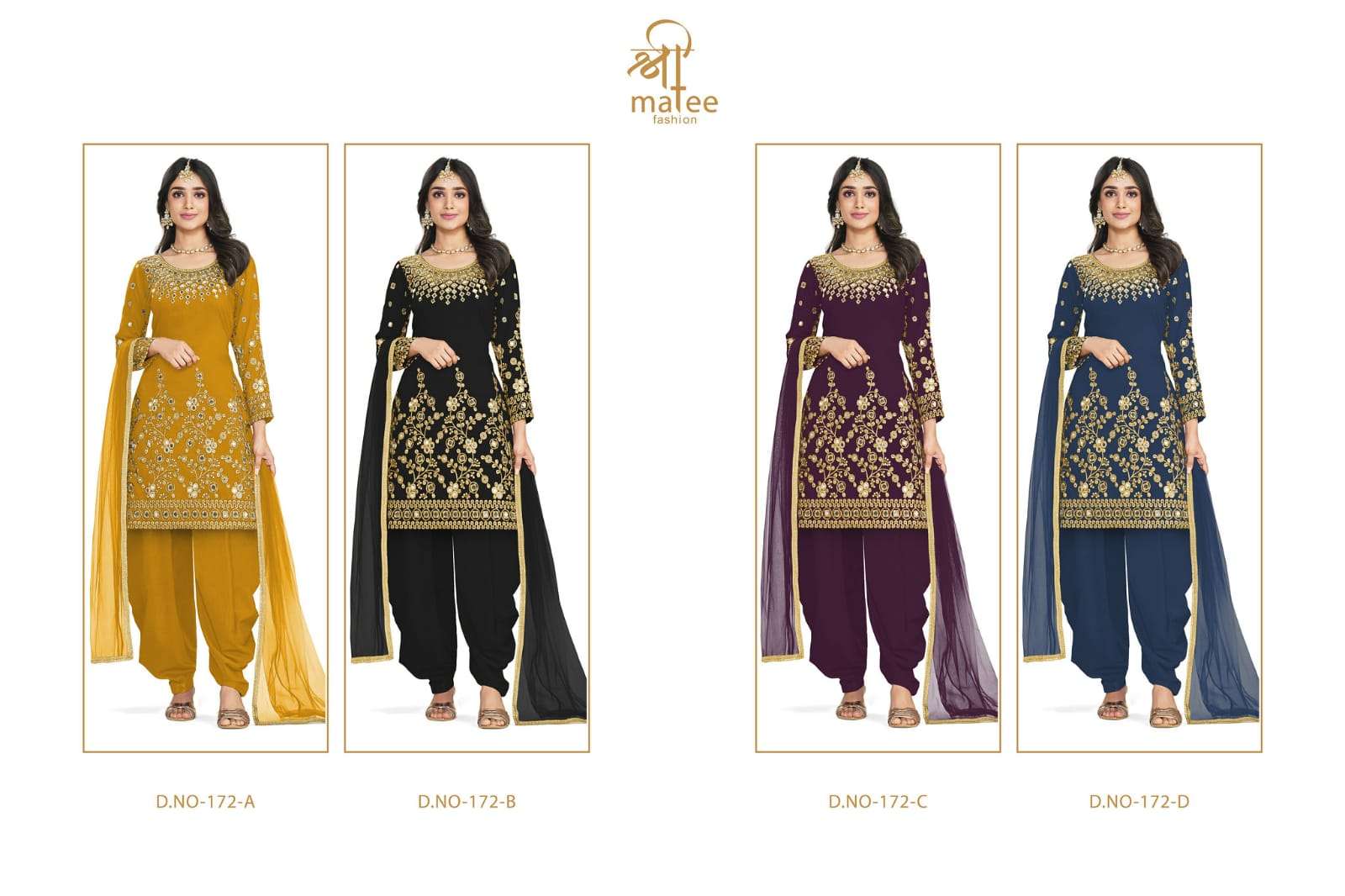 Mirror Vol-13 By Shree Matee Fashion 172-A To 172-D Series Beautiful Stylish Patiyala Suits Fancy Colorful Casual Wear & Ethnic Wear & Ready To Wear Soft Silk Dresses At Wholesale Price