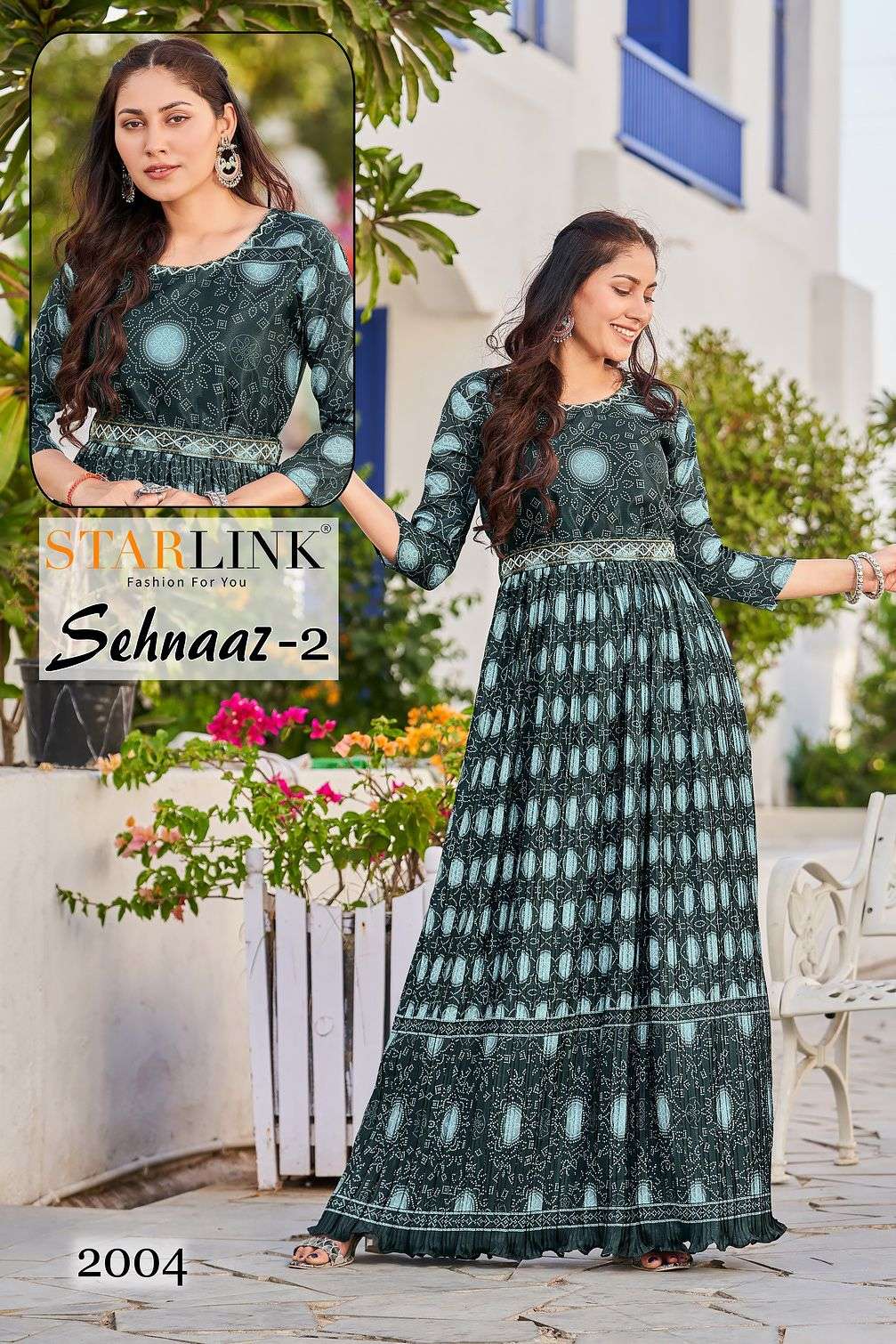 SEHNAAZ VOL-2 BY STARLINK 2001 TO 2008 SERIES DESIGNER STYLISH FANCY COLORFUL BEAUTIFUL PARTY WEAR & ETHNIC WEAR COLLECTION CHINNON DIGITAL PRINT GOWNS AT WHOLESALE PRICE
