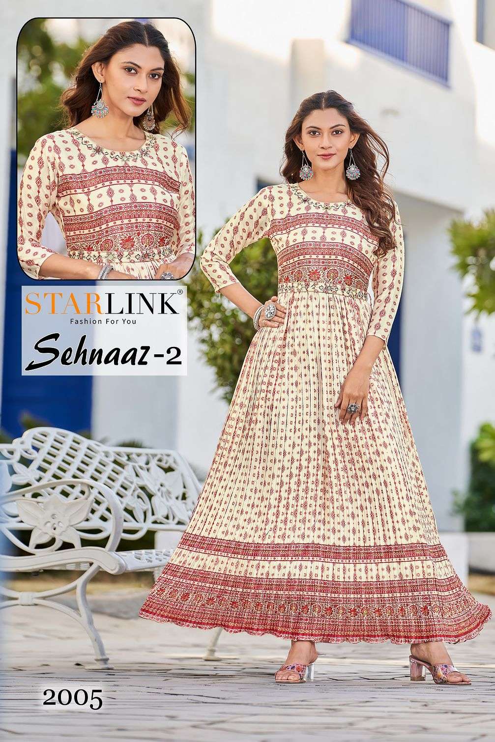 SEHNAAZ VOL-2 BY STARLINK 2001 TO 2008 SERIES DESIGNER STYLISH FANCY COLORFUL BEAUTIFUL PARTY WEAR & ETHNIC WEAR COLLECTION CHINNON DIGITAL PRINT GOWNS AT WHOLESALE PRICE