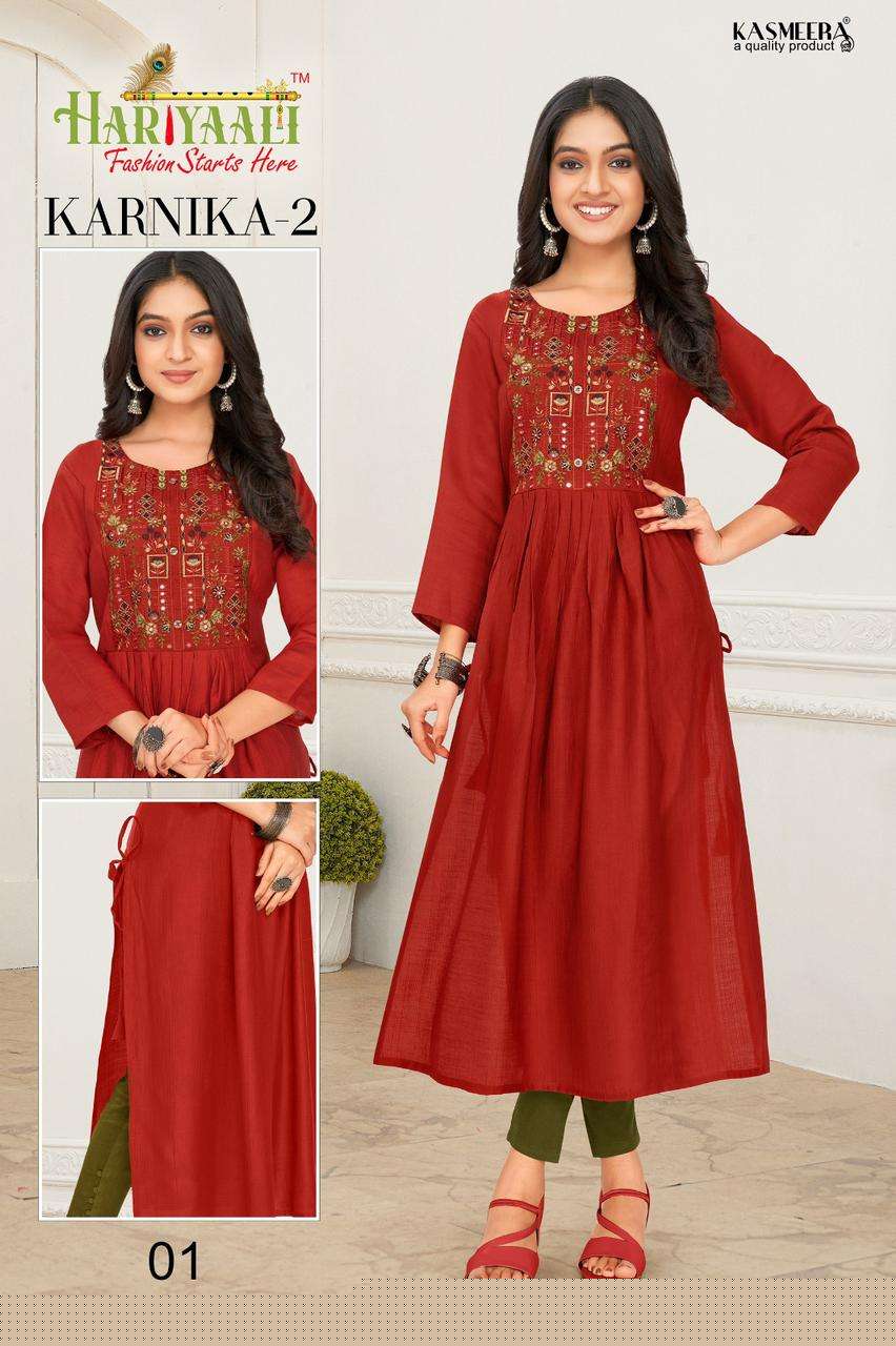 KARNIKA VOL-2 BY HARIYAALI 01 TO 06 SERIES DESIGNER STYLISH FANCY COLORFUL BEAUTIFUL PARTY WEAR & ETHNIC WEAR COLLECTION SILK EMBROIDERED KURTIS AT WHOLESALE PRICE