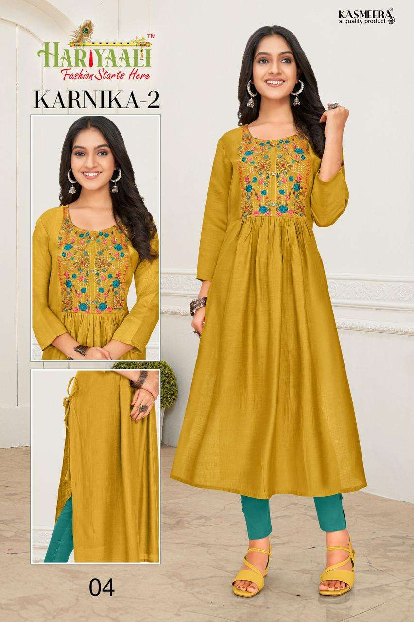 KARNIKA VOL-2 BY HARIYAALI 01 TO 06 SERIES DESIGNER STYLISH FANCY COLORFUL BEAUTIFUL PARTY WEAR & ETHNIC WEAR COLLECTION SILK EMBROIDERED KURTIS AT WHOLESALE PRICE