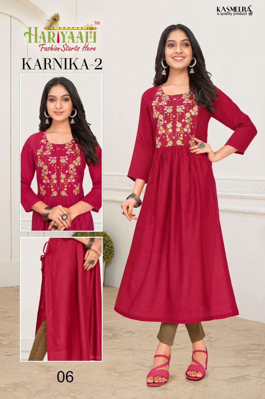KARNIKA VOL-2 BY HARIYAALI 01 TO 06 SERIES DESIGNER STYLISH FANCY COLORFUL BEAUTIFUL PARTY WEAR & ETHNIC WEAR COLLECTION SILK EMBROIDERED KURTIS AT WHOLESALE PRICE