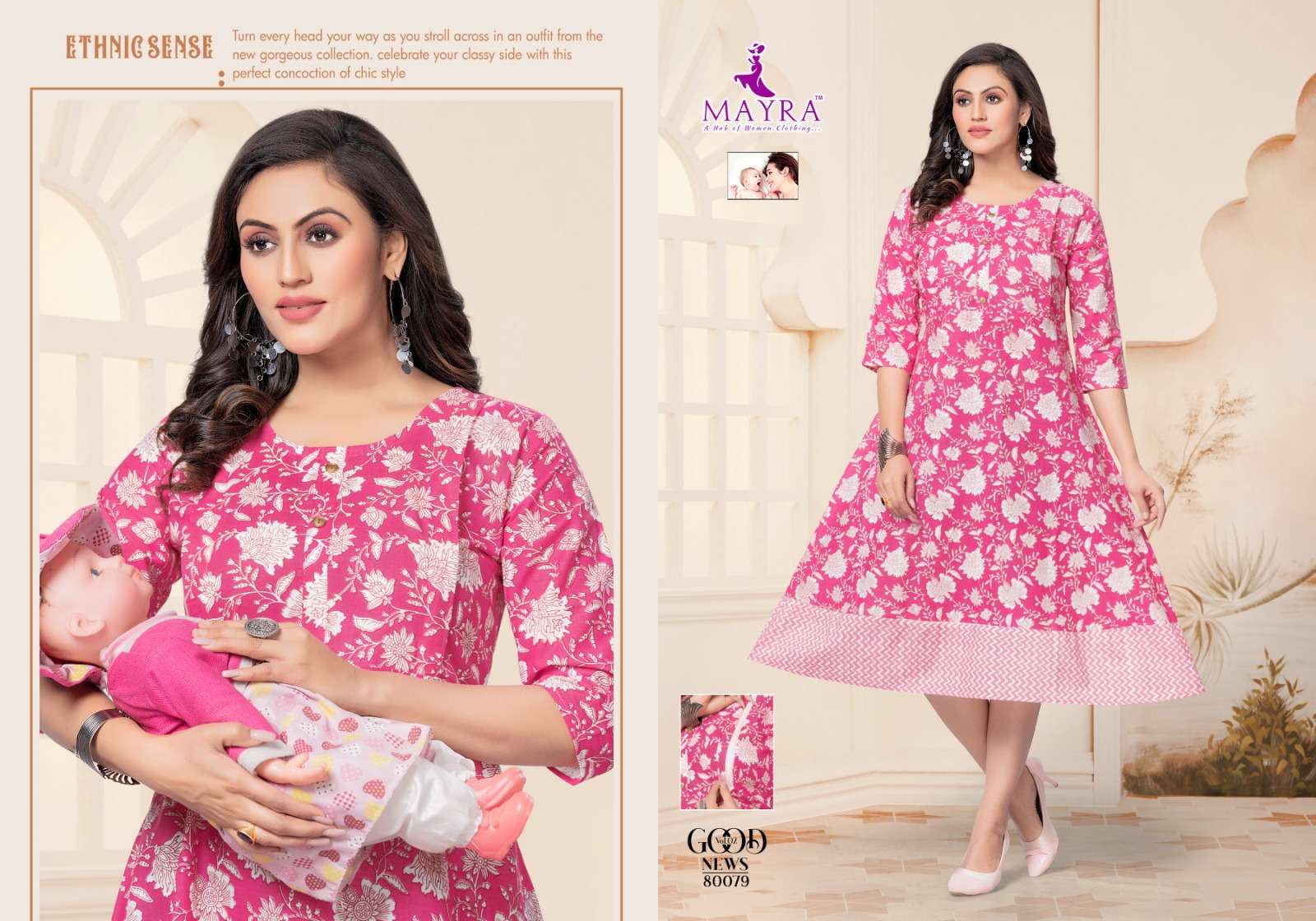 GOOD NEWS VOL-2 BY MAYRA 80079 TO 80086 SERIES DESIGNER STYLISH FANCY COLORFUL BEAUTIFUL PARTY WEAR & ETHNIC WEAR COLLECTION PURE CAMBRIC COTTON KURTIS AT WHOLESALE PRICE