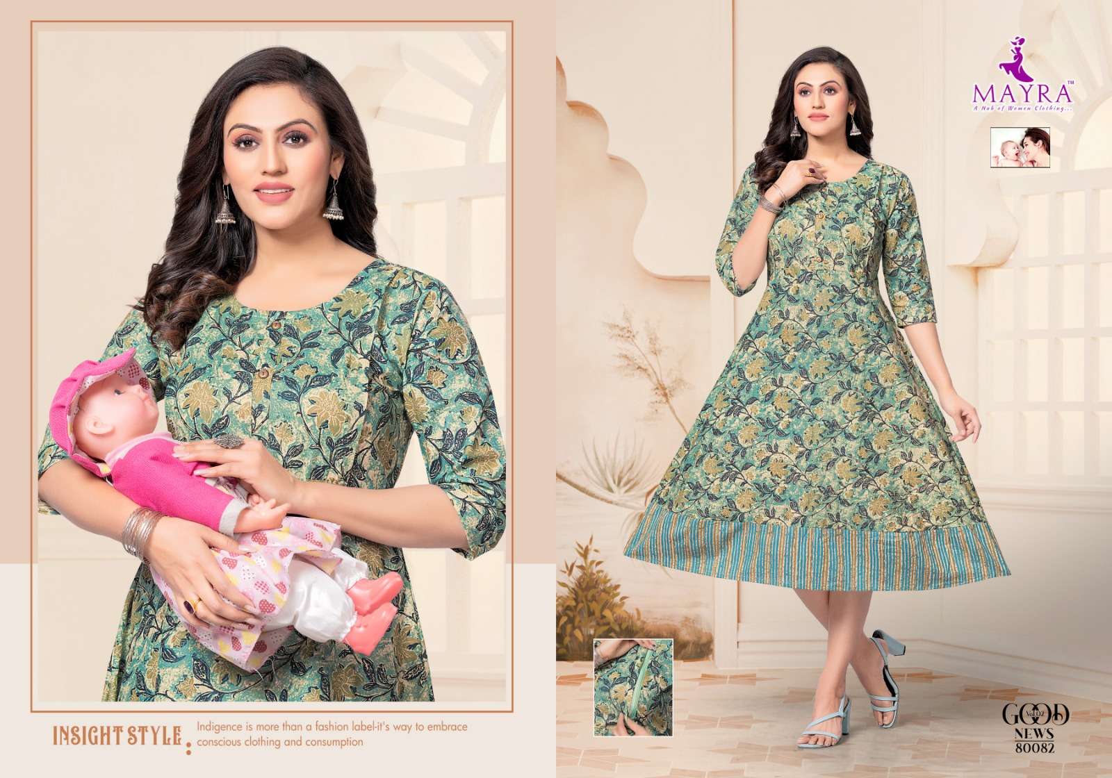GOOD NEWS VOL-2 BY MAYRA 80079 TO 80086 SERIES DESIGNER STYLISH FANCY COLORFUL BEAUTIFUL PARTY WEAR & ETHNIC WEAR COLLECTION PURE CAMBRIC COTTON KURTIS AT WHOLESALE PRICE