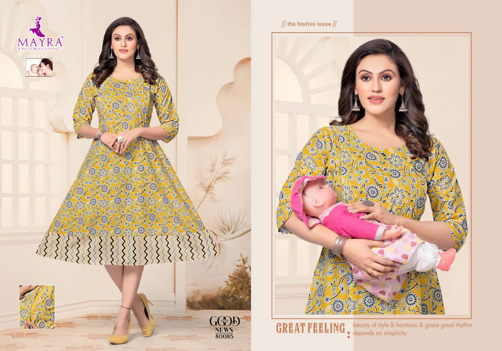 GOOD NEWS VOL-2 BY MAYRA 80079 TO 80086 SERIES DESIGNER STYLISH FANCY COLORFUL BEAUTIFUL PARTY WEAR & ETHNIC WEAR COLLECTION PURE CAMBRIC COTTON KURTIS AT WHOLESALE PRICE