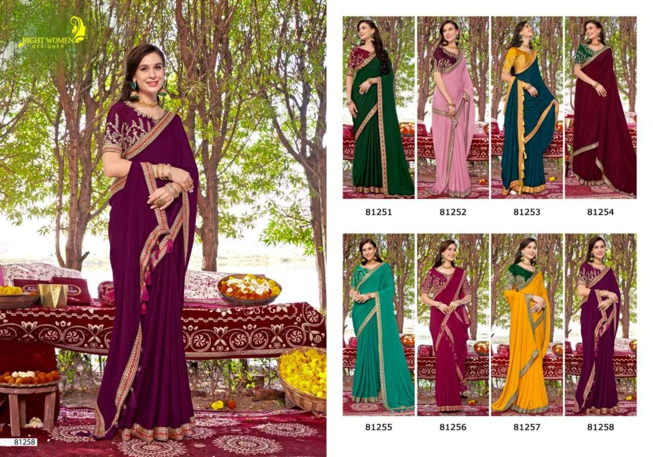 AARUSHI VOL-2 BY RIGHT WOMEN 81251 TO 81258 SERIES INDIAN TRADITIONAL WEAR COLLECTION BEAUTIFUL STYLISH FANCY COLORFUL PARTY WEAR & OCCASIONAL WEAR FANCY SAREES AT WHOLESALE PRICE