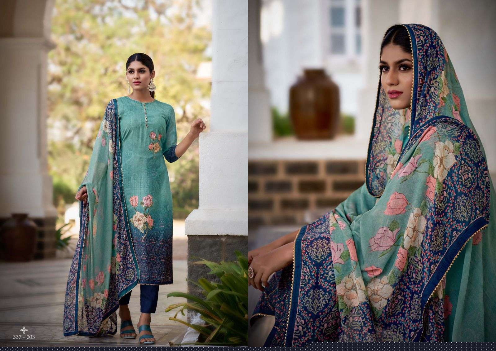 ULFAT BY SARGAM PRINTS 337-001 TO 337-006 SERIES BEAUTIFUL SUITS STYLISH COLORFUL FANCY CASUAL WEAR & ETHNIC WEAR PURE MUSLIN DRESSES AT WHOLESALE PRICE