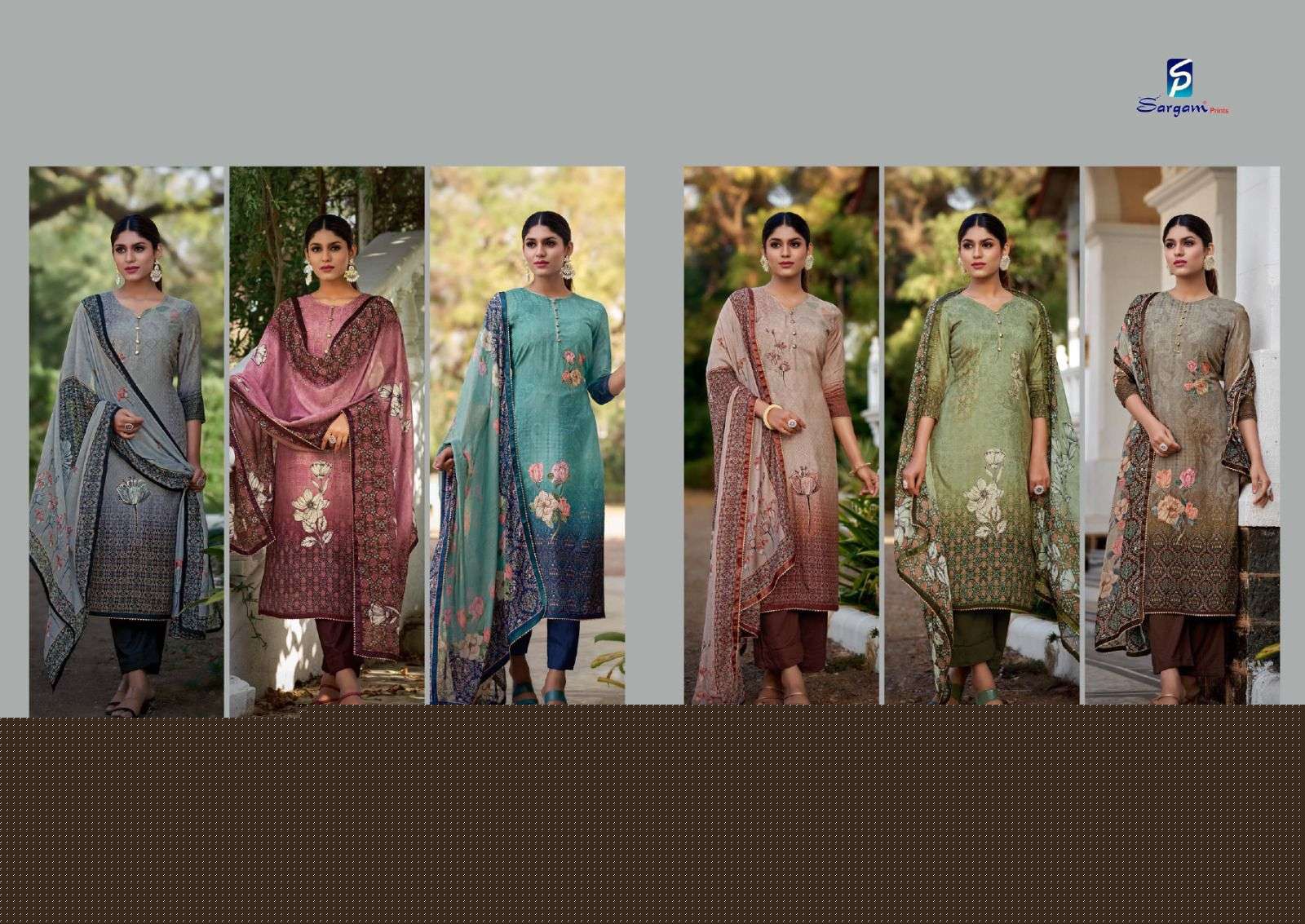 ULFAT BY SARGAM PRINTS 337-001 TO 337-006 SERIES BEAUTIFUL SUITS STYLISH COLORFUL FANCY CASUAL WEAR & ETHNIC WEAR PURE MUSLIN DRESSES AT WHOLESALE PRICE