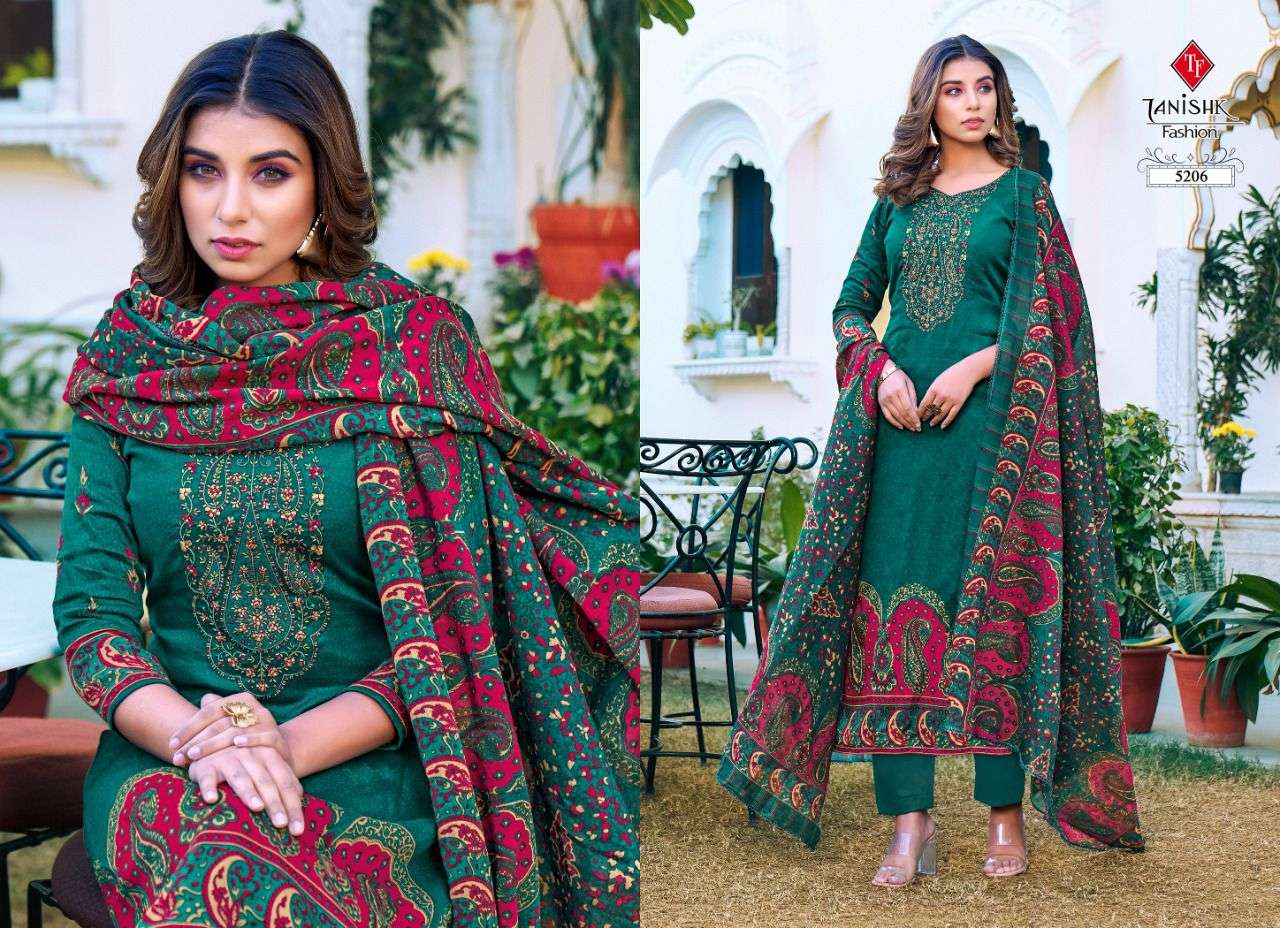 MEHRAAZ VOL-2 BY TANISHK FASHION 5201 TO 5208 SERIES BEAUTIFUL SUITS STYLISH COLORFUL FANCY CASUAL WEAR & ETHNIC WEAR PURE JAM PRINT EMBROIDERED DRESSES AT WHOLESALE PRICE