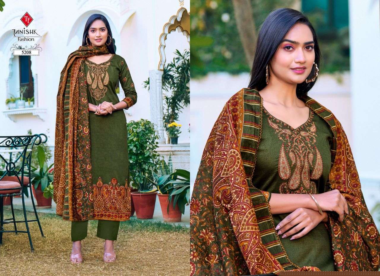 MEHRAAZ VOL-2 BY TANISHK FASHION 5201 TO 5208 SERIES BEAUTIFUL SUITS STYLISH COLORFUL FANCY CASUAL WEAR & ETHNIC WEAR PURE JAM PRINT EMBROIDERED DRESSES AT WHOLESALE PRICE