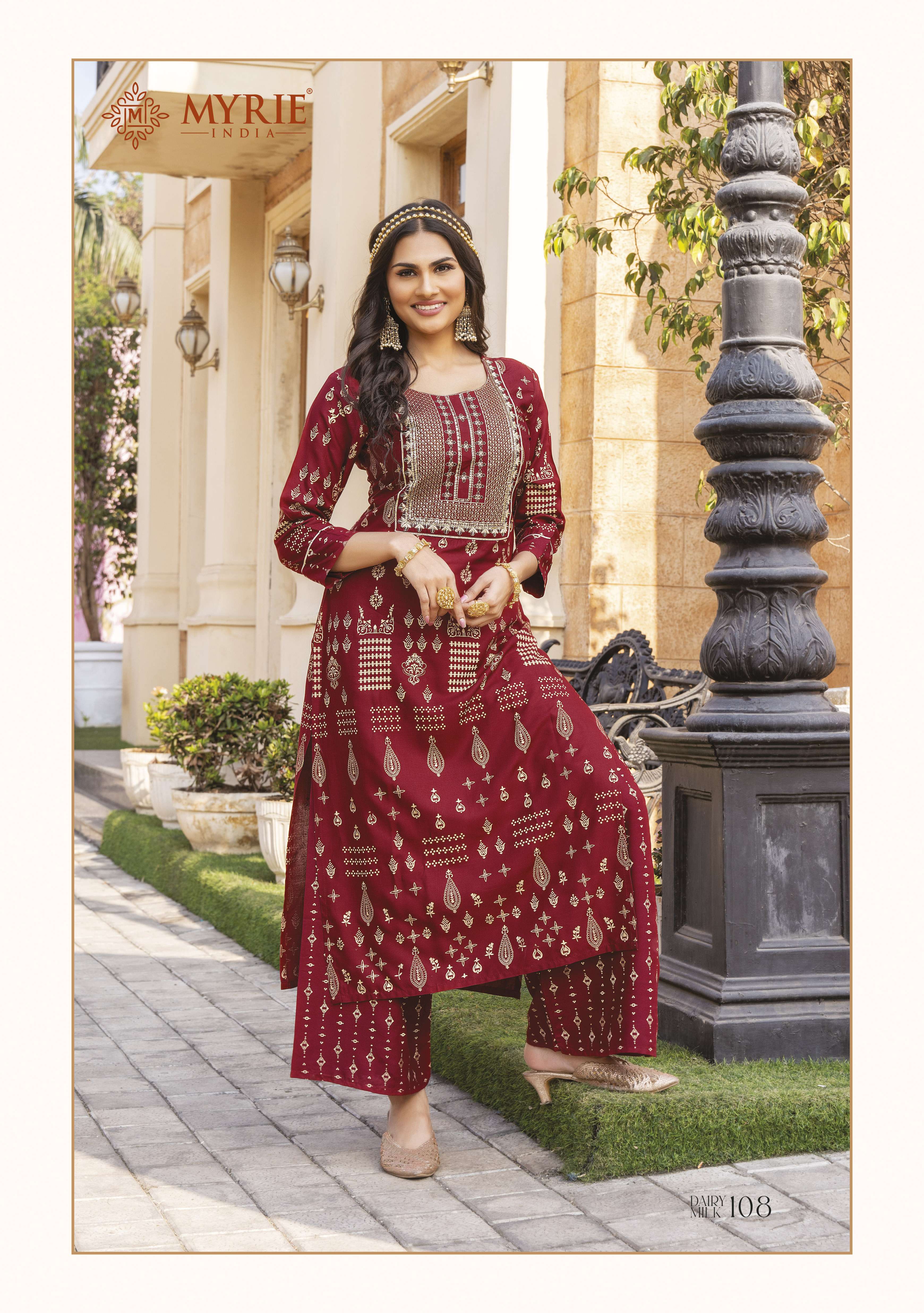 DAIRY MILK BY MYRIE 101 TO 108 SERIES DESIGNER STYLISH FANCY COLORFUL BEAUTIFUL PARTY WEAR & ETHNIC WEAR COLLECTION RAYON PRINT KURTIS WITH BOTTOM AT WHOLESALE PRICE