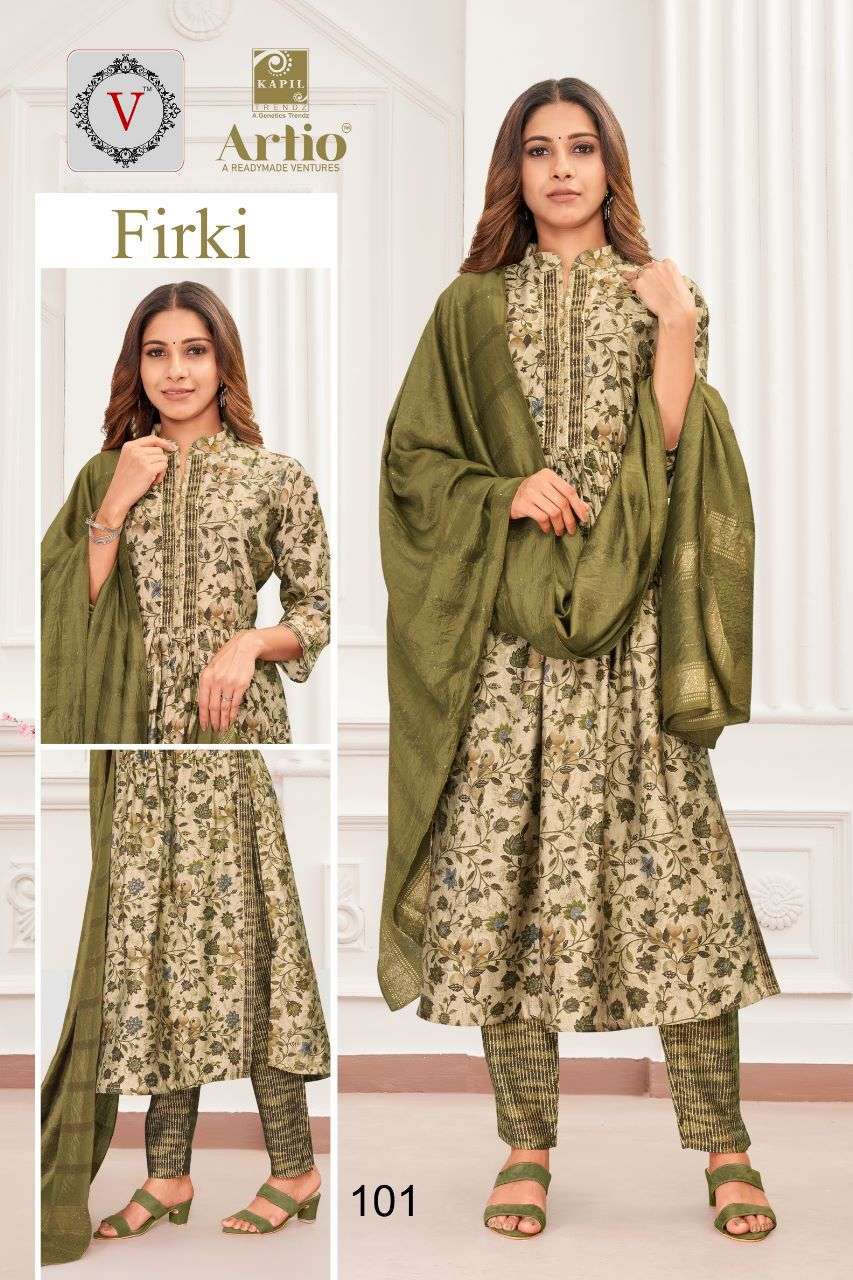 FIRKI BY ARTIO 101 TO 111 SERIES DESIGNER SUITS BEAUTIFUL FANCY COLORFUL STYLISH PARTY WEAR & OCCASIONAL WEAR MODAL PRINT DRESSES AT WHOLESALE PRICE