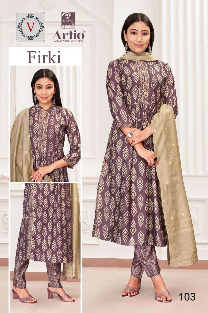FIRKI BY ARTIO 101 TO 111 SERIES DESIGNER SUITS BEAUTIFUL FANCY COLORFUL STYLISH PARTY WEAR & OCCASIONAL WEAR MODAL PRINT DRESSES AT WHOLESALE PRICE