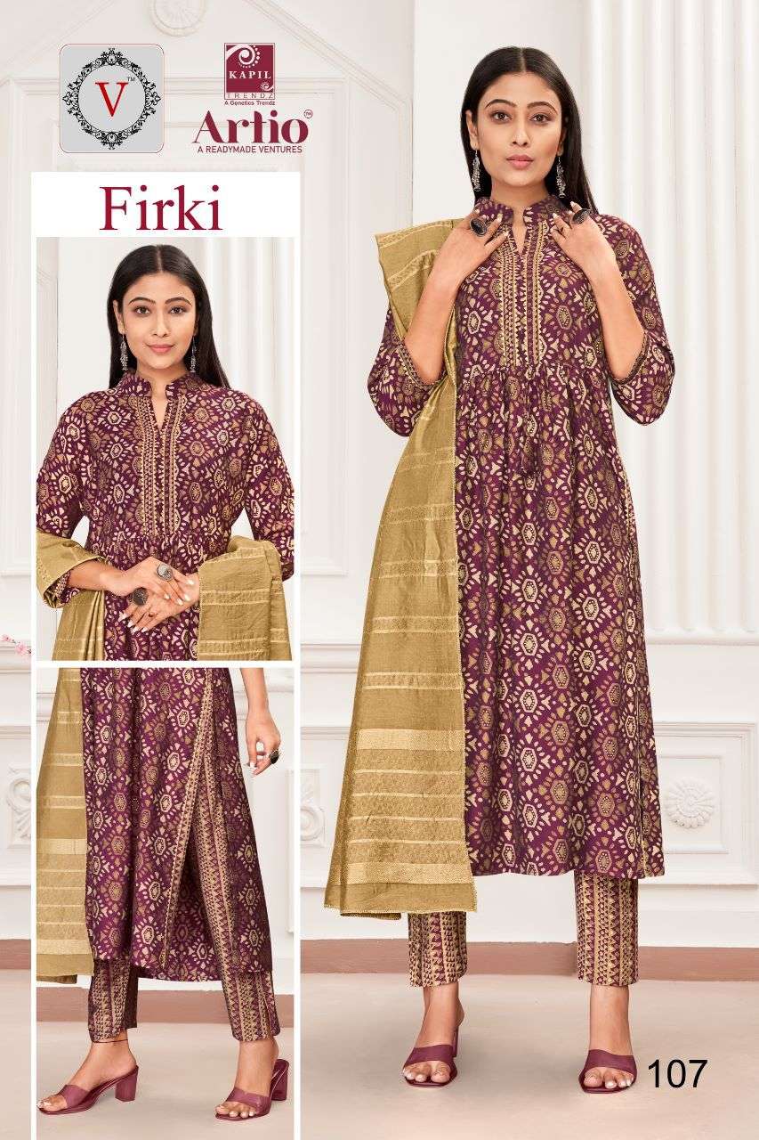 FIRKI BY ARTIO 101 TO 111 SERIES DESIGNER SUITS BEAUTIFUL FANCY COLORFUL STYLISH PARTY WEAR & OCCASIONAL WEAR MODAL PRINT DRESSES AT WHOLESALE PRICE